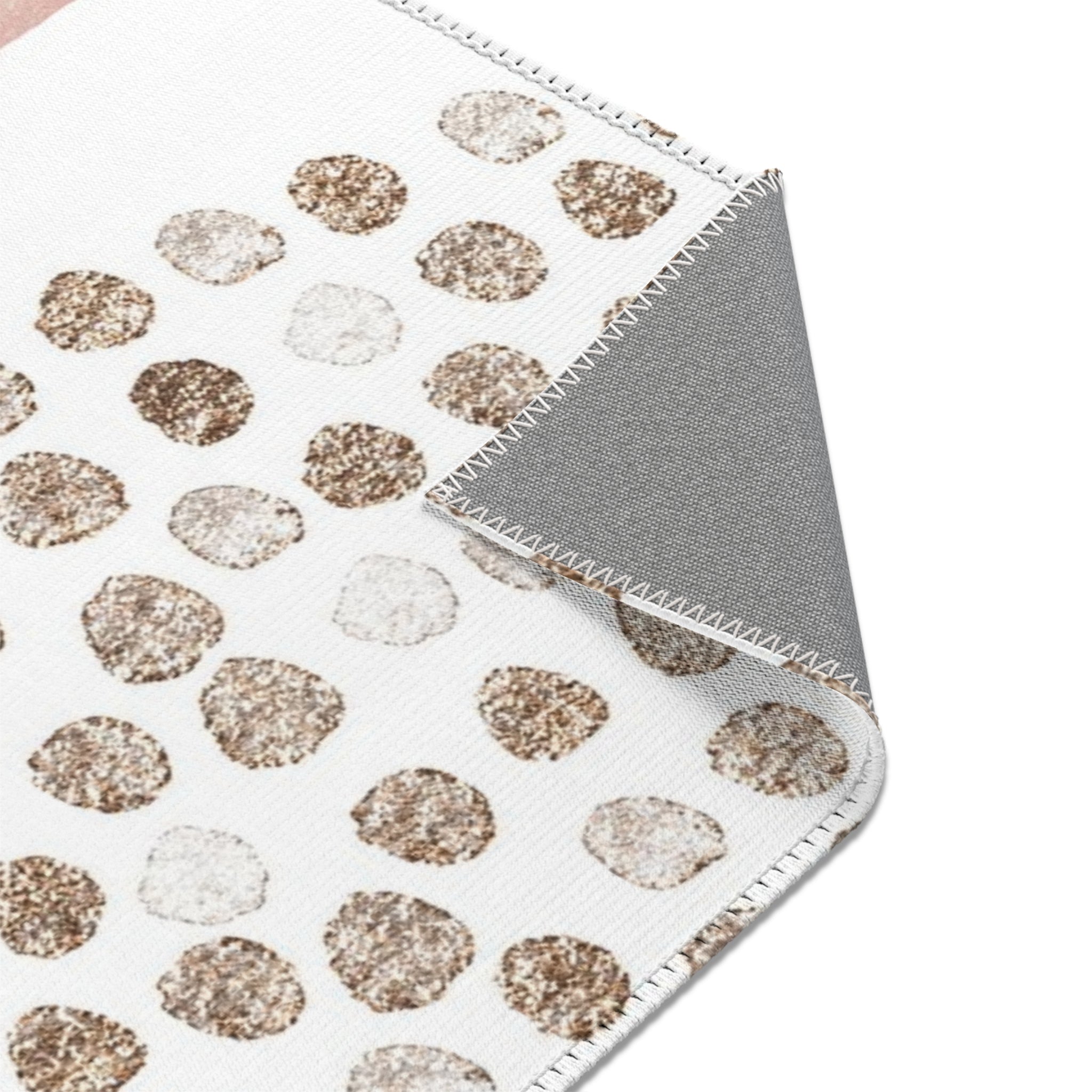 Abstract Boho Area Rug | Navy Blue, Blush Pink, Beige White