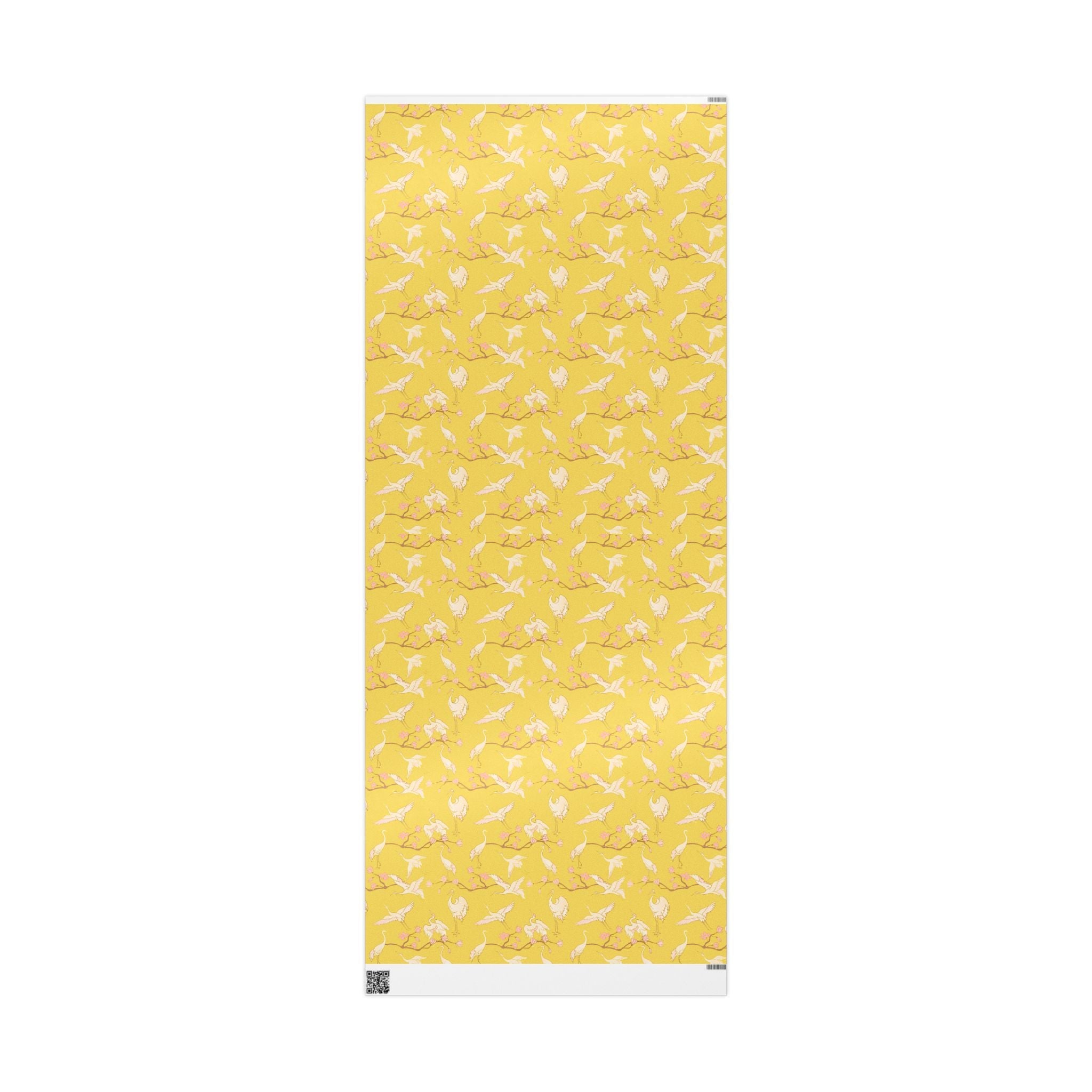 Japanese Yellow Wrapping Paper | Blush Pink Crane Stork Birds