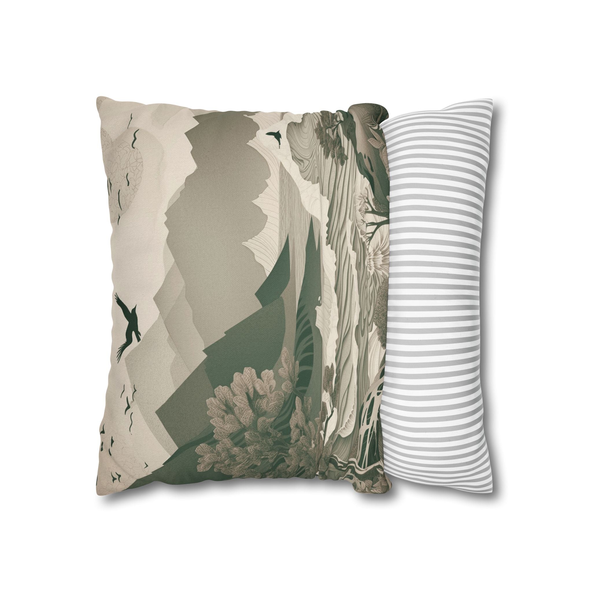 Landscape Throw Pillow Cover, Nature Modern Organic Decor Cushion