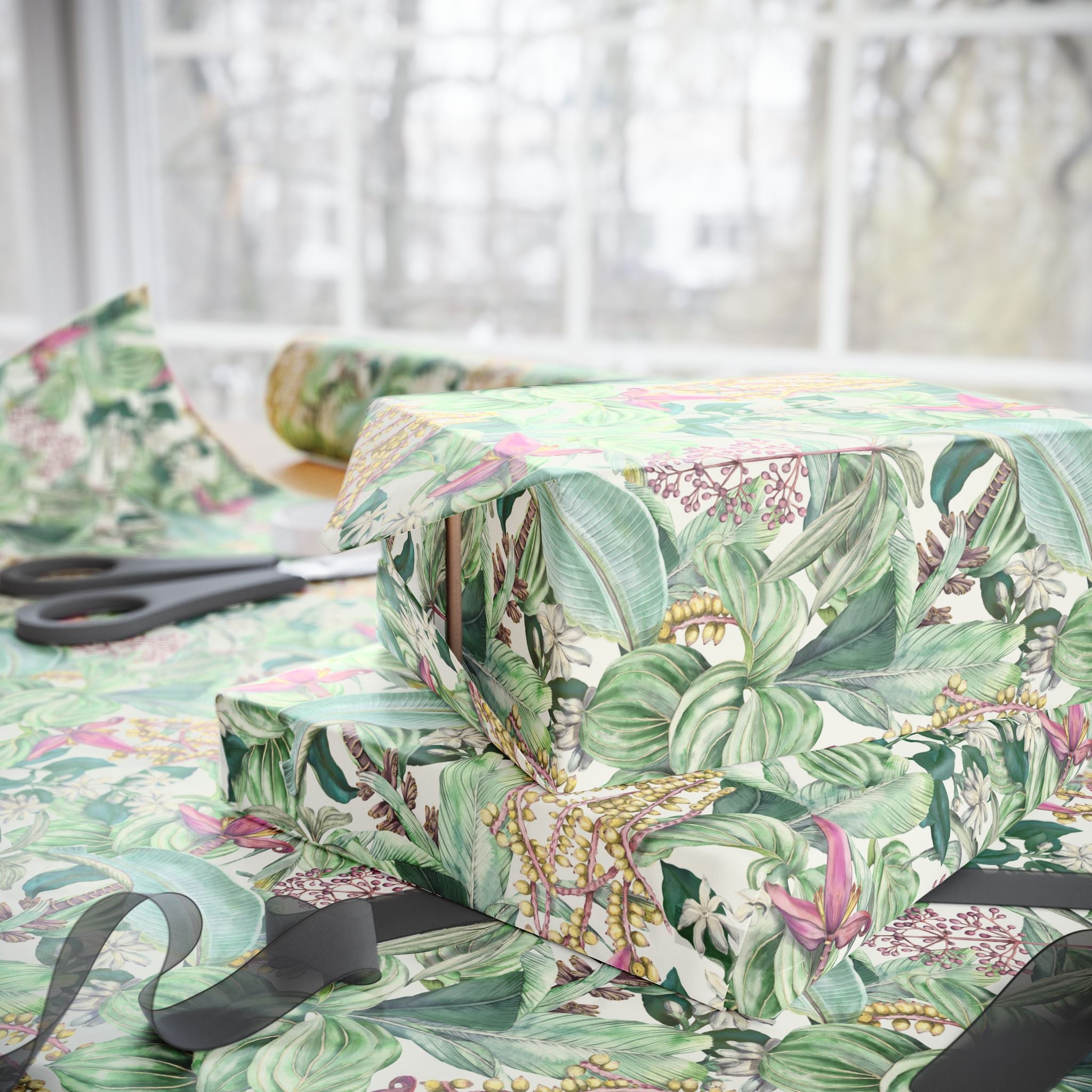 Floral Wrapping Papers, Jungle Botanical Gift Wrapping for the Holidays, Birthdays