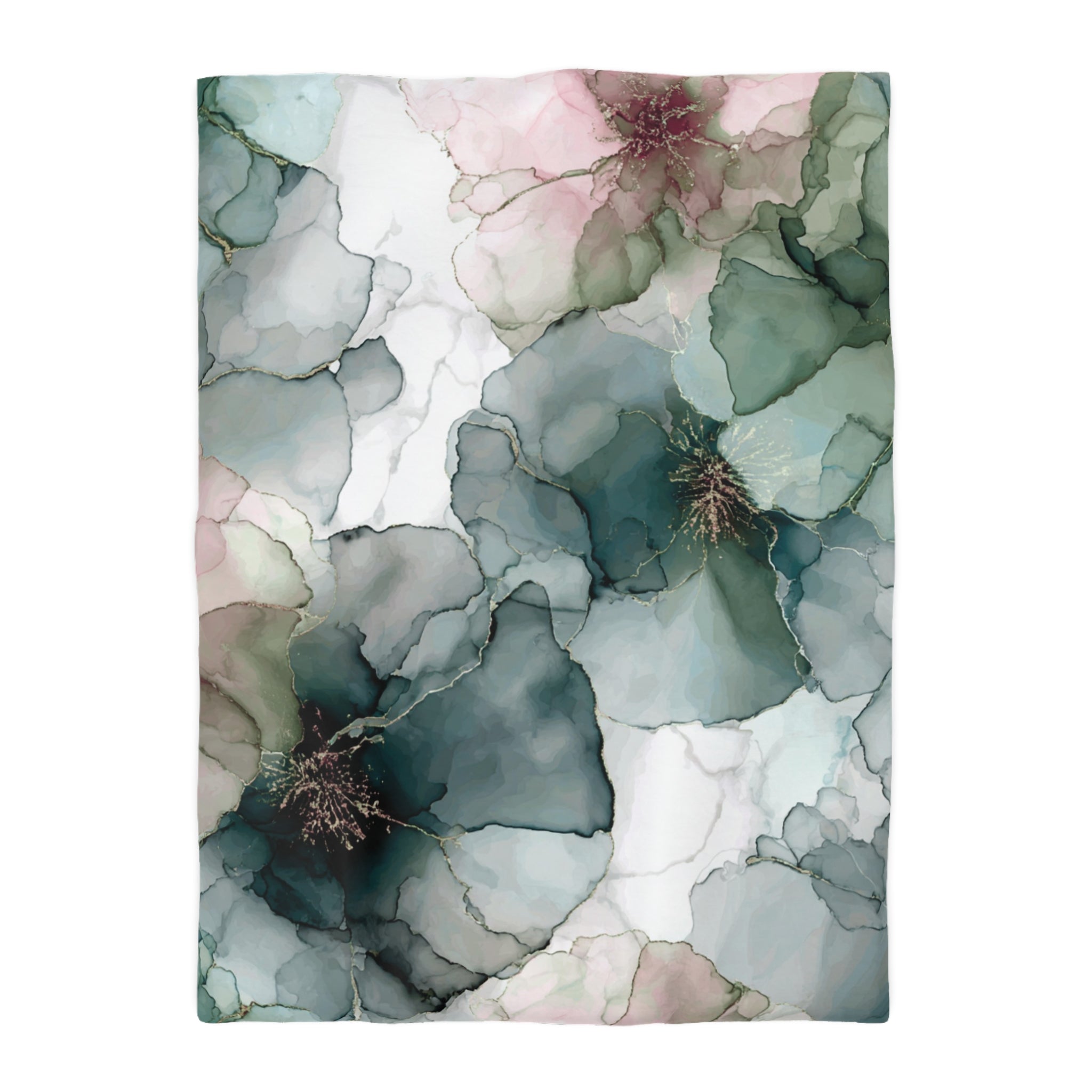 Floral Duvet, Pillow Cover | Green Pink Bedroom Decor