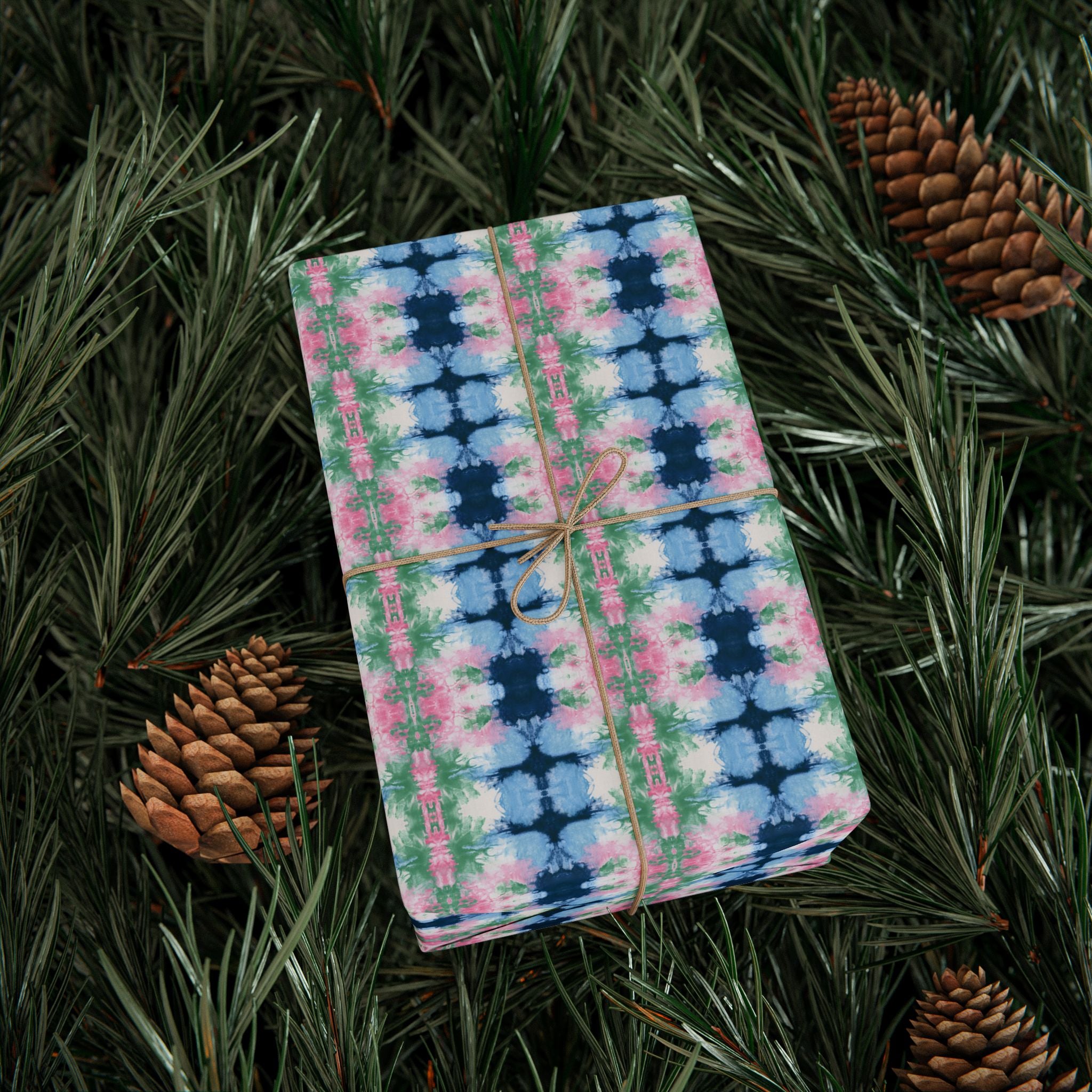 Abstract Wrapping Paper, Blue Pink Gift Wrapping for the Holidays, Birthdays