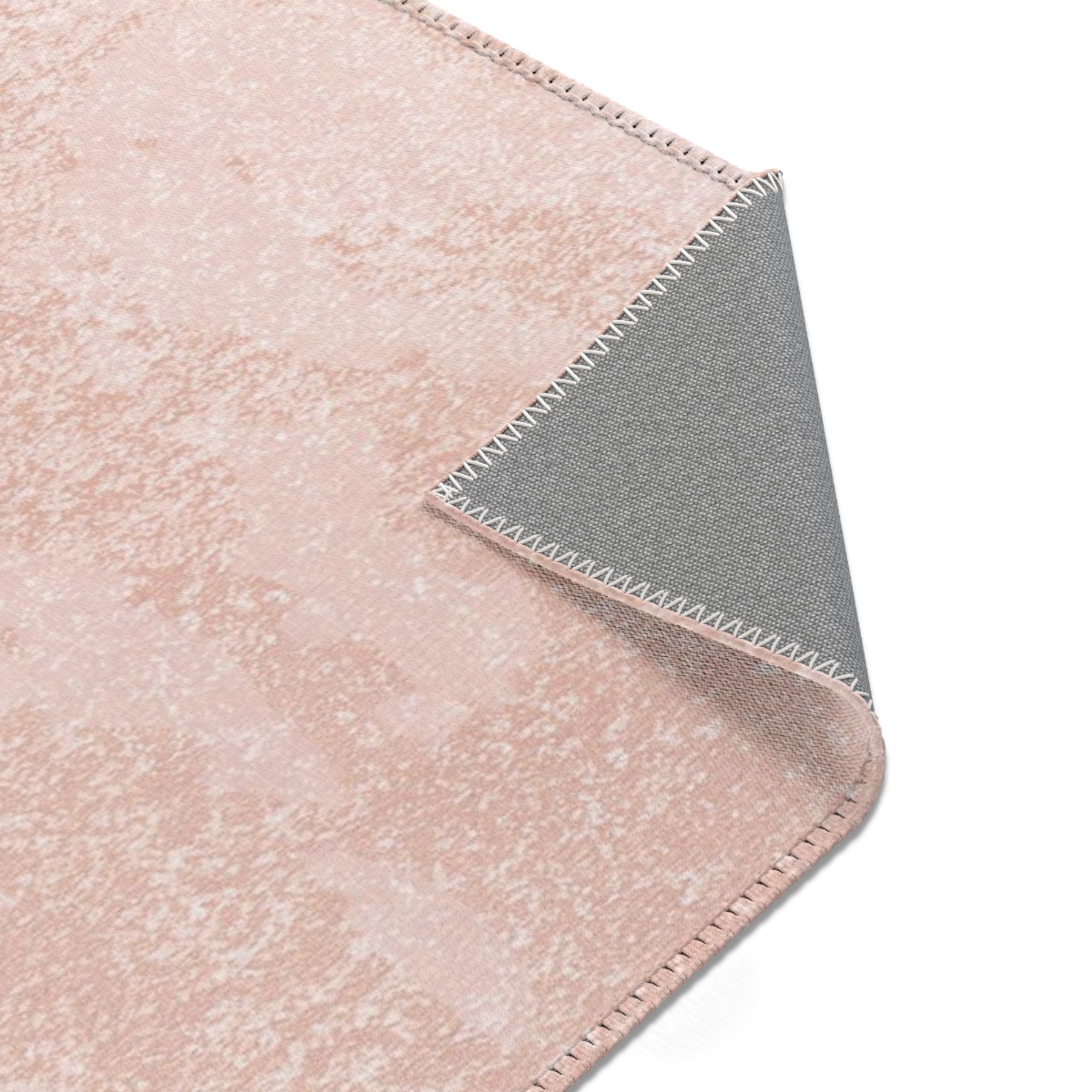 Abstract Boho Rectangle Area Rug | Modern Blush Pink, Navy Blue