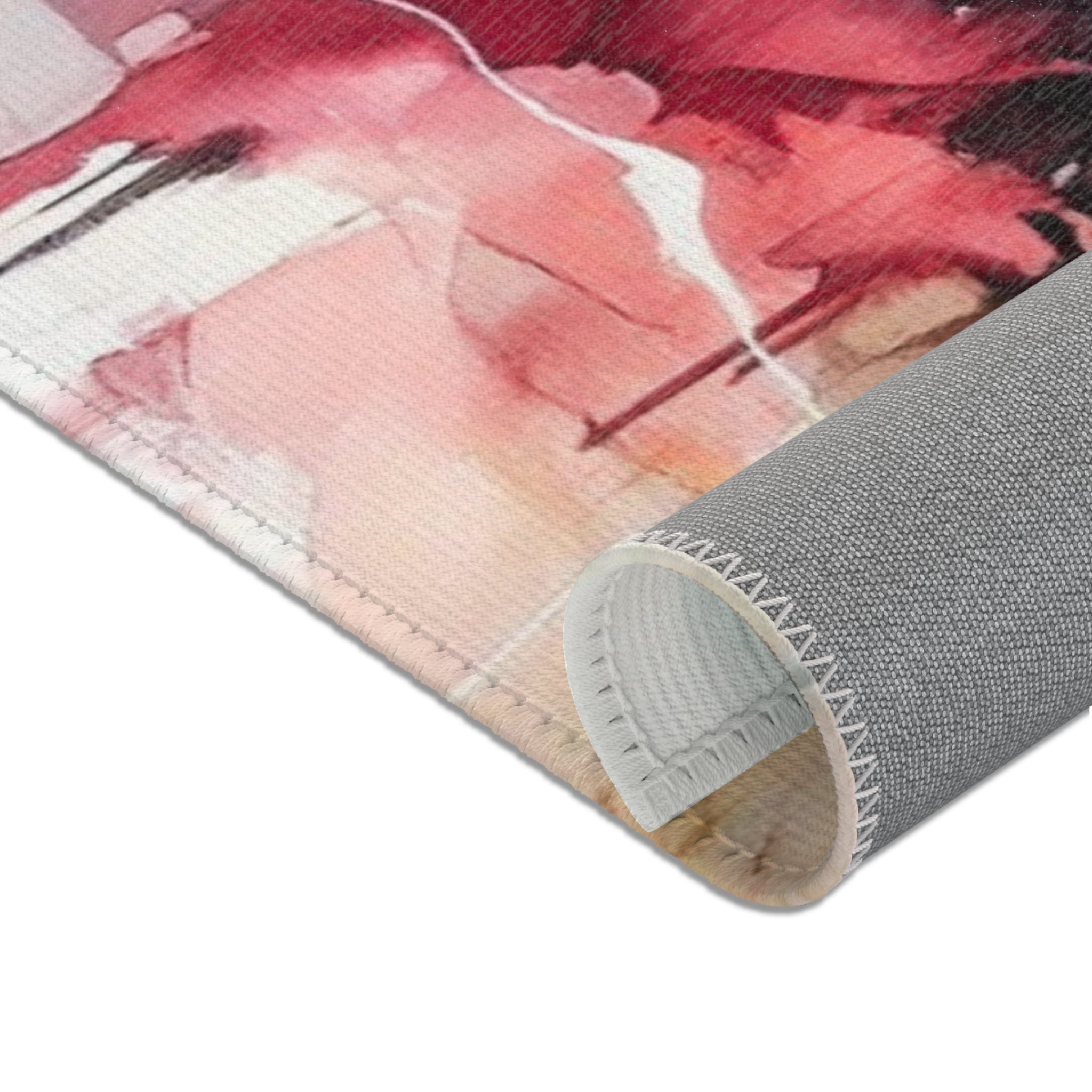 Abstract Large Area Rug | Colorful, White Pink Purple Green