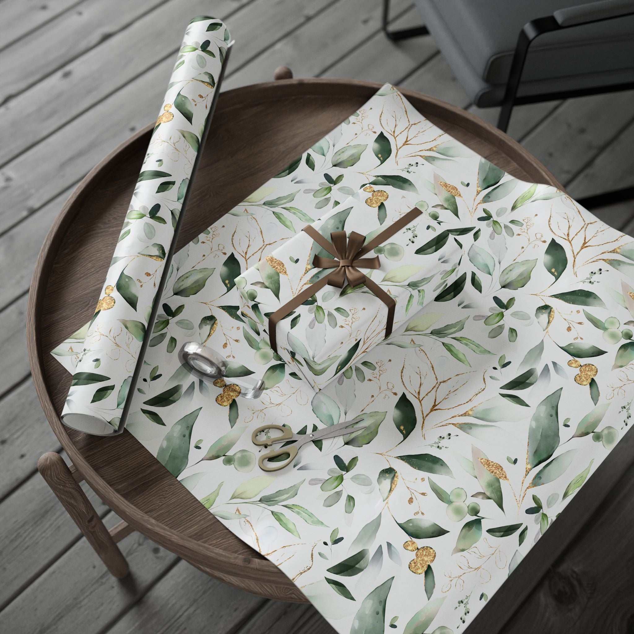 Floral Wrapping Paper | Sage Green Leaves