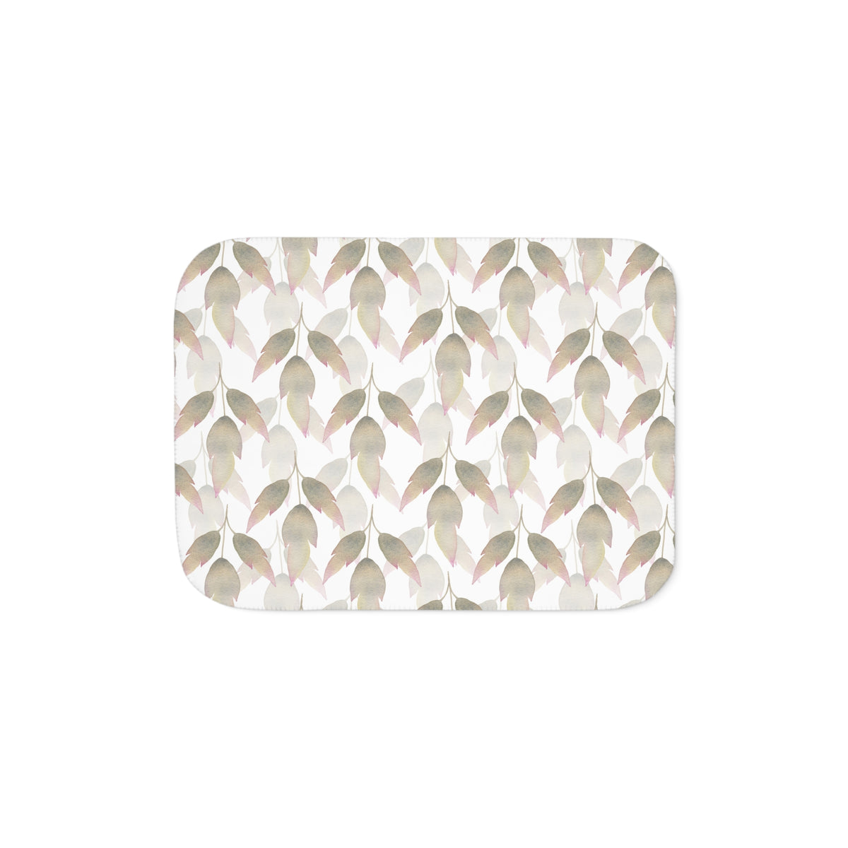Beige Blush Watercolor Leaf Sherpa Blanket | Neutral Botanical Throw
