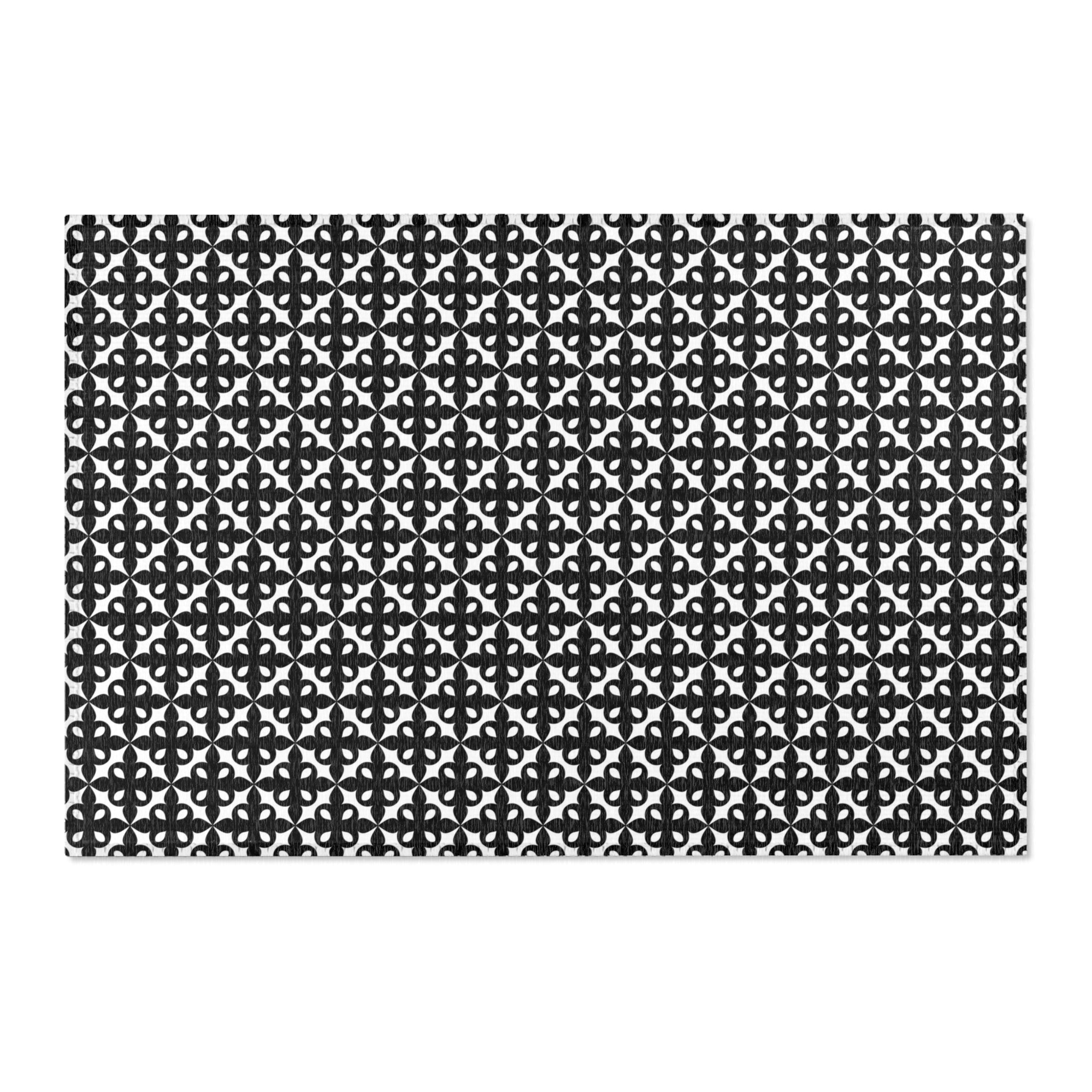 Retro Large Area Rug | Art Deco Nouveau Black White