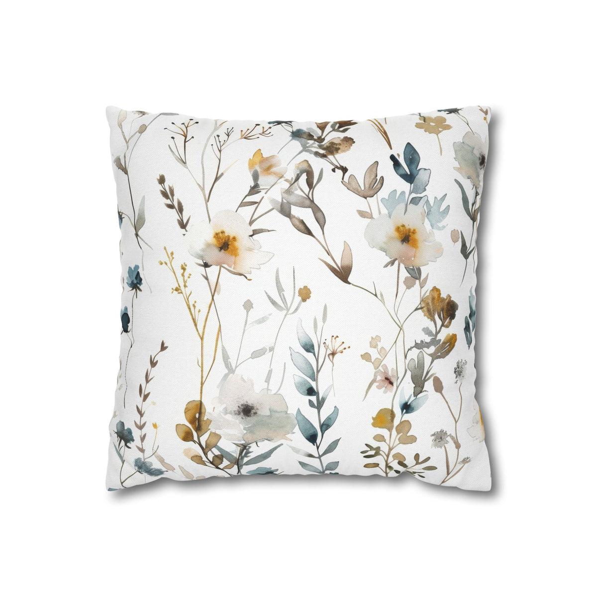 Dusty Blue Sage Wildflower Pillow Cover