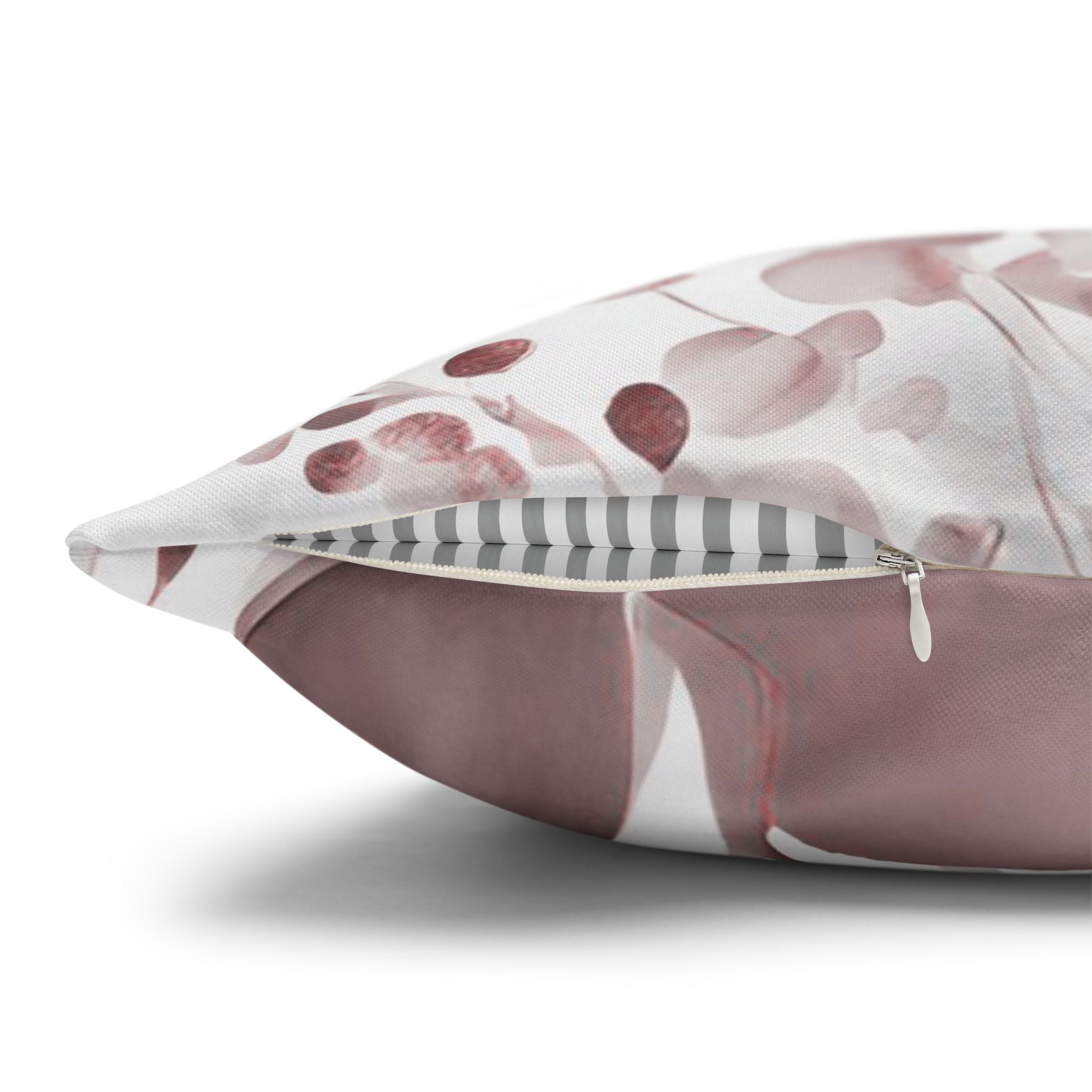 Boho Floral Throw Pillow Cover; Burgundy Red Watercolor Leaves Couch Cushion