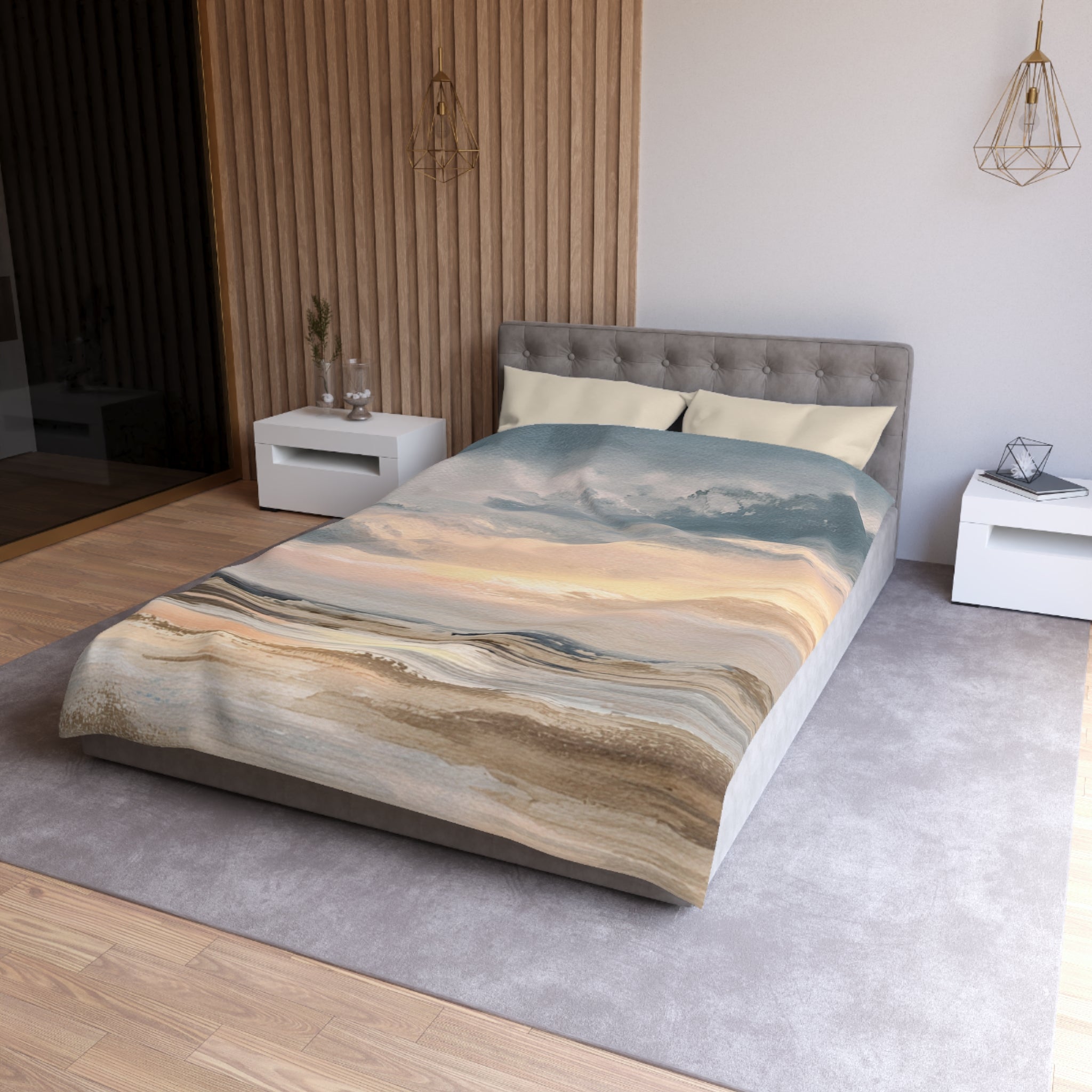 Modern Abstract Duvet, Pillow Cover | Pale Sunset Bedroom Decor