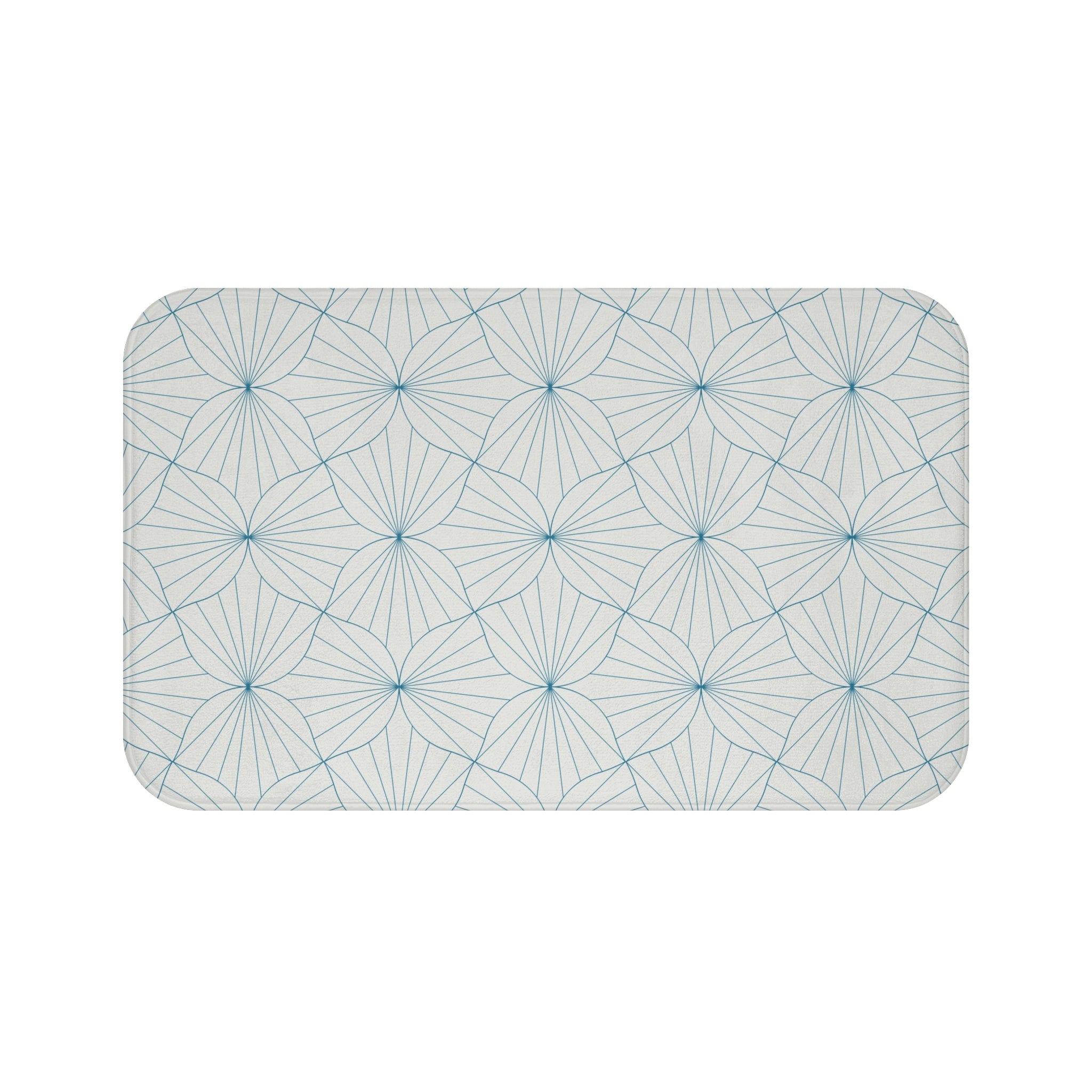 Boho Bath, Kitchen Mat | Art Deco Geometric Blue Grey