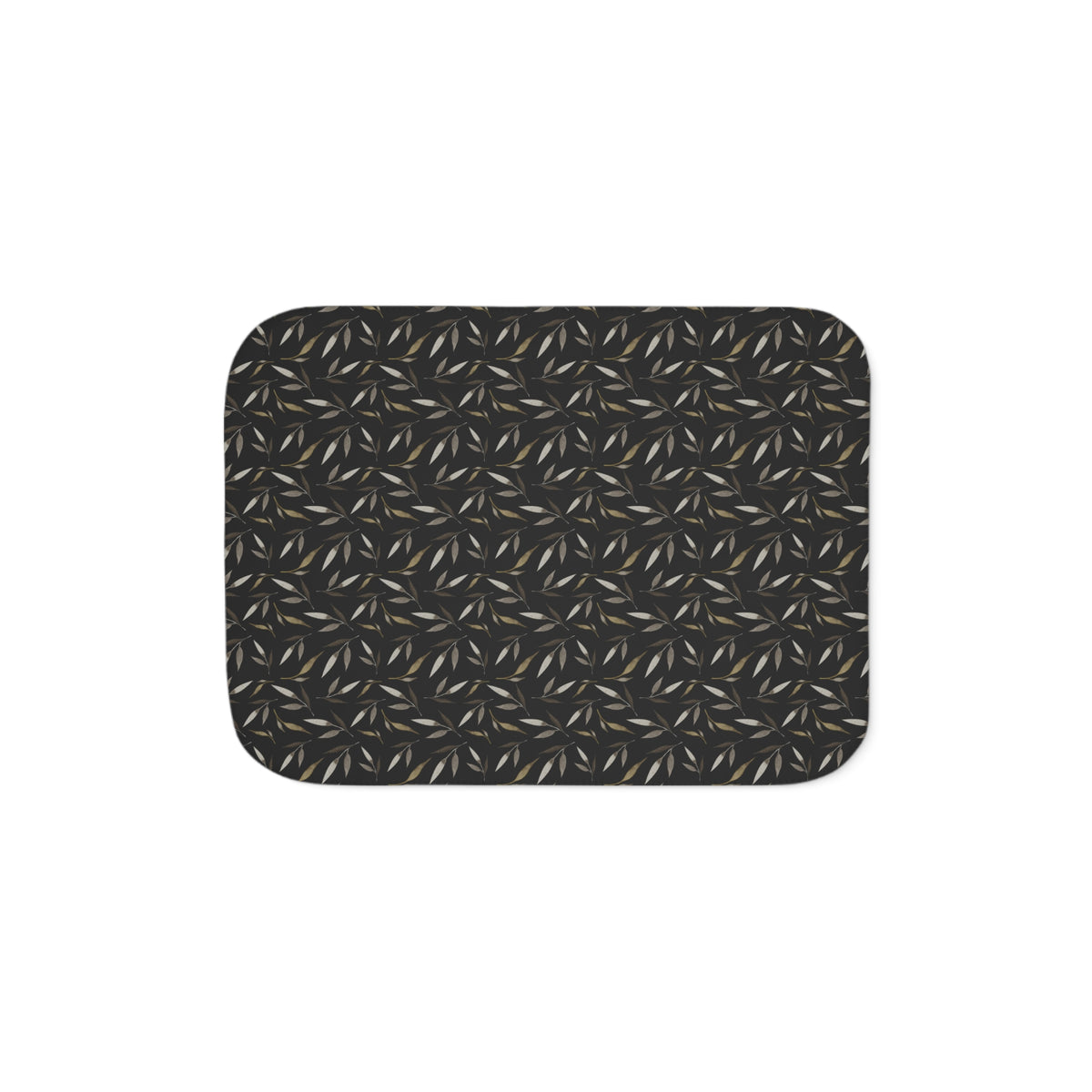 Black Beige Willow Leaf Sherpa Blanket | Moody Botanical Throw