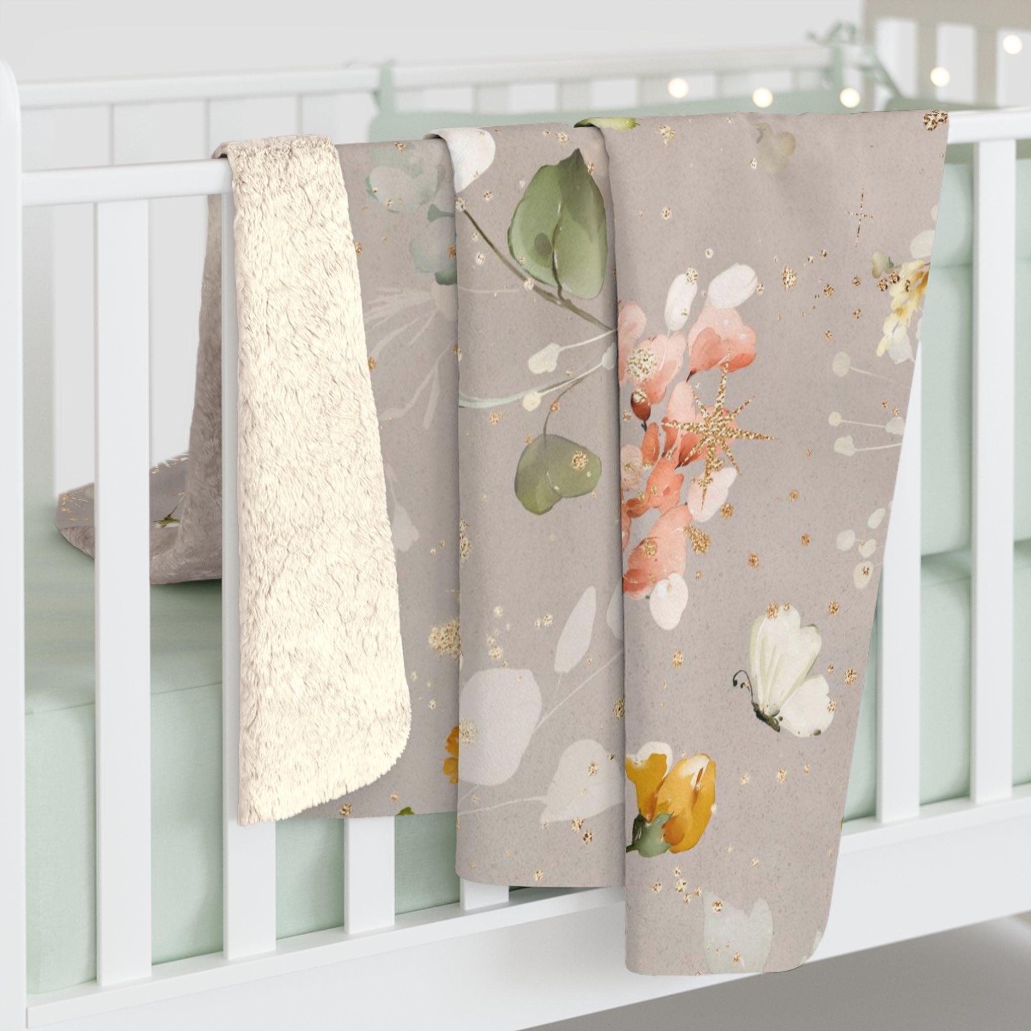 Floral Throw Blanket | Beige Colorful Roses