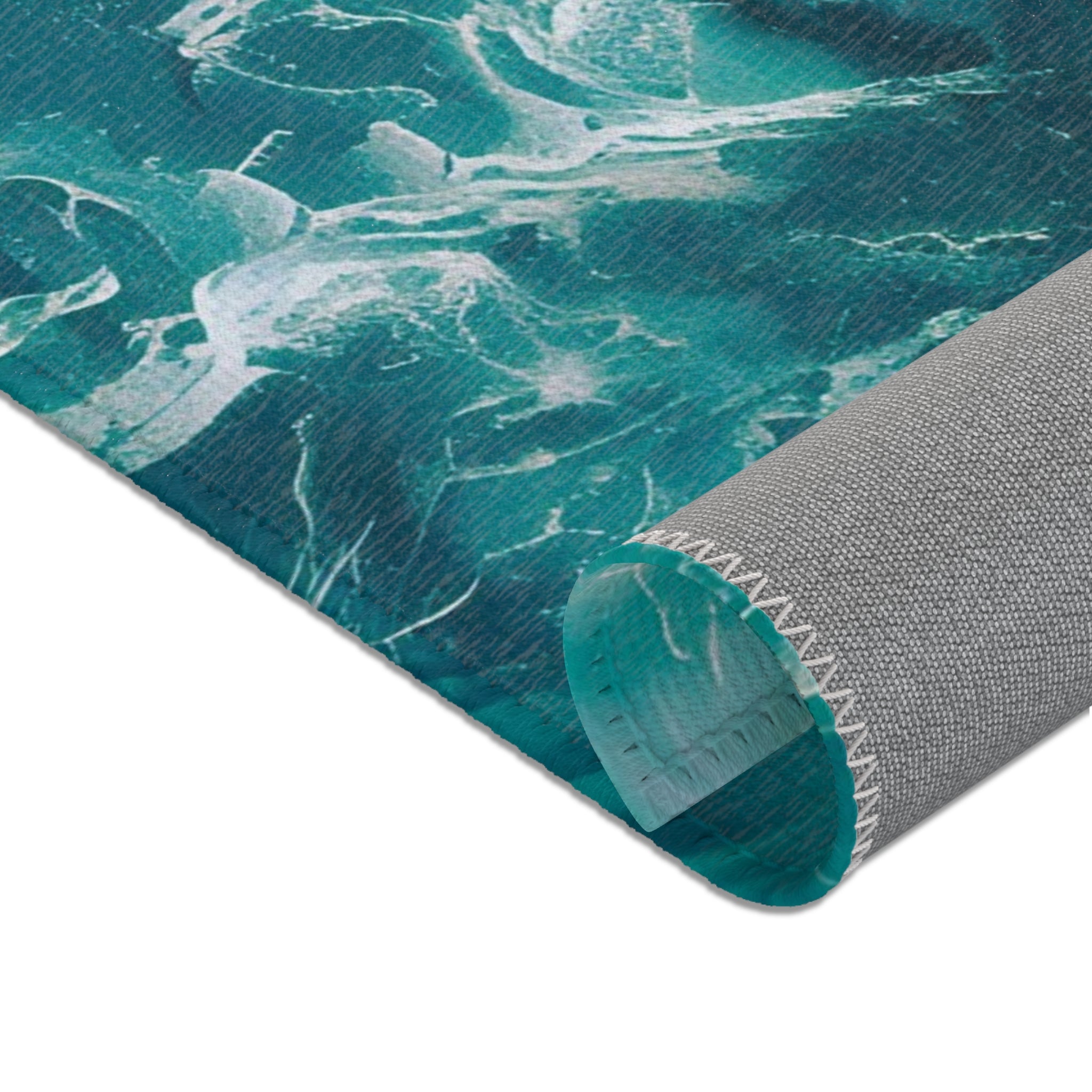 Abstract Area Rug | Teal Green Ocean Watercolor