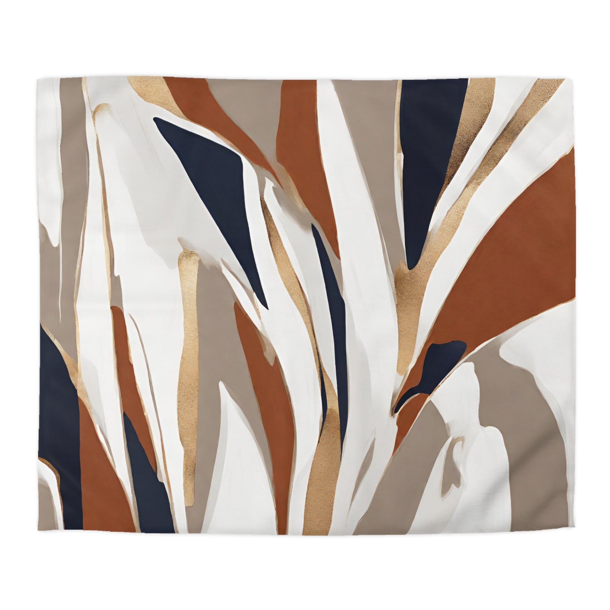 Abstract Duvet Cover | Beige Rust, Navy blue White | Bedroom Decor