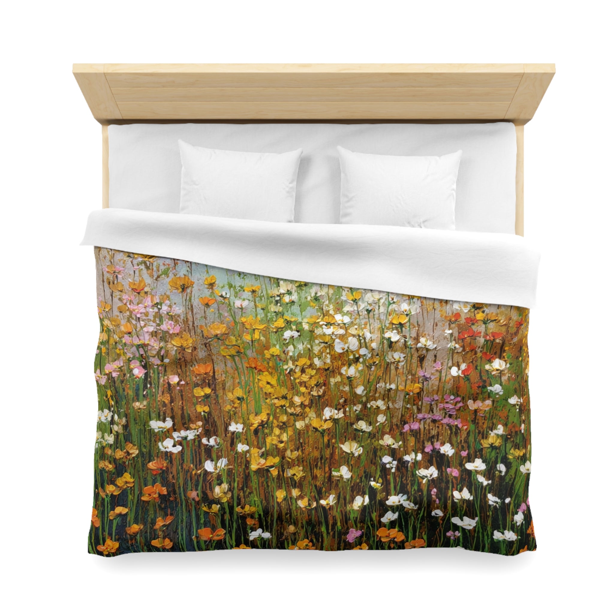 Floral Duvet, Pillow Cover | Orange Green Bedroom Decor