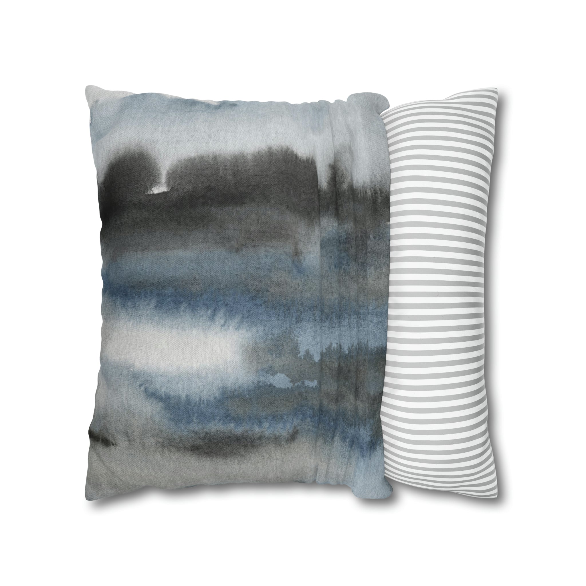 Abstract Pillow Cover | Navy Indigo Blue, Gray Black Ombre, Landscape