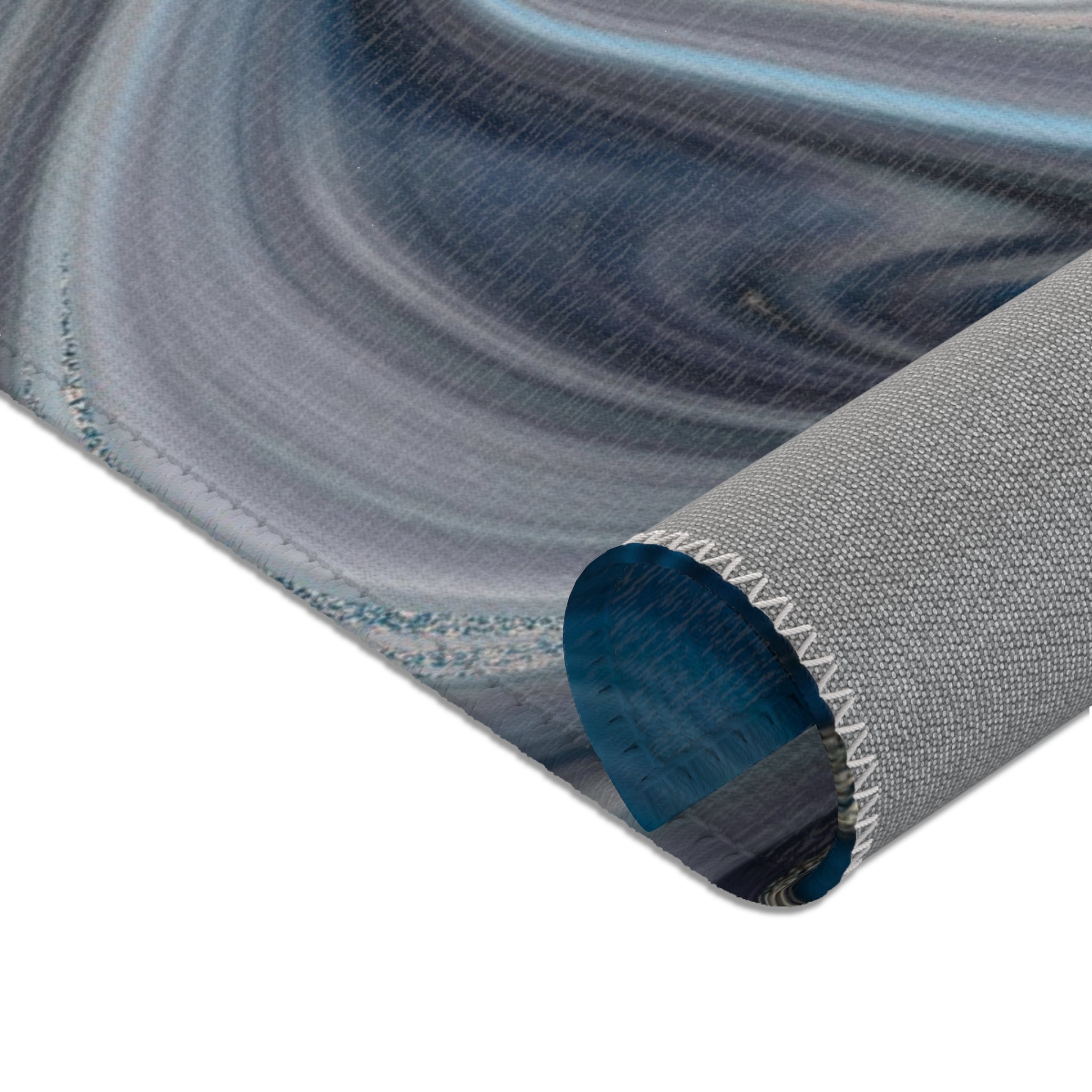 Abstract Area Rug | Navy Blue Grey Beige Marble