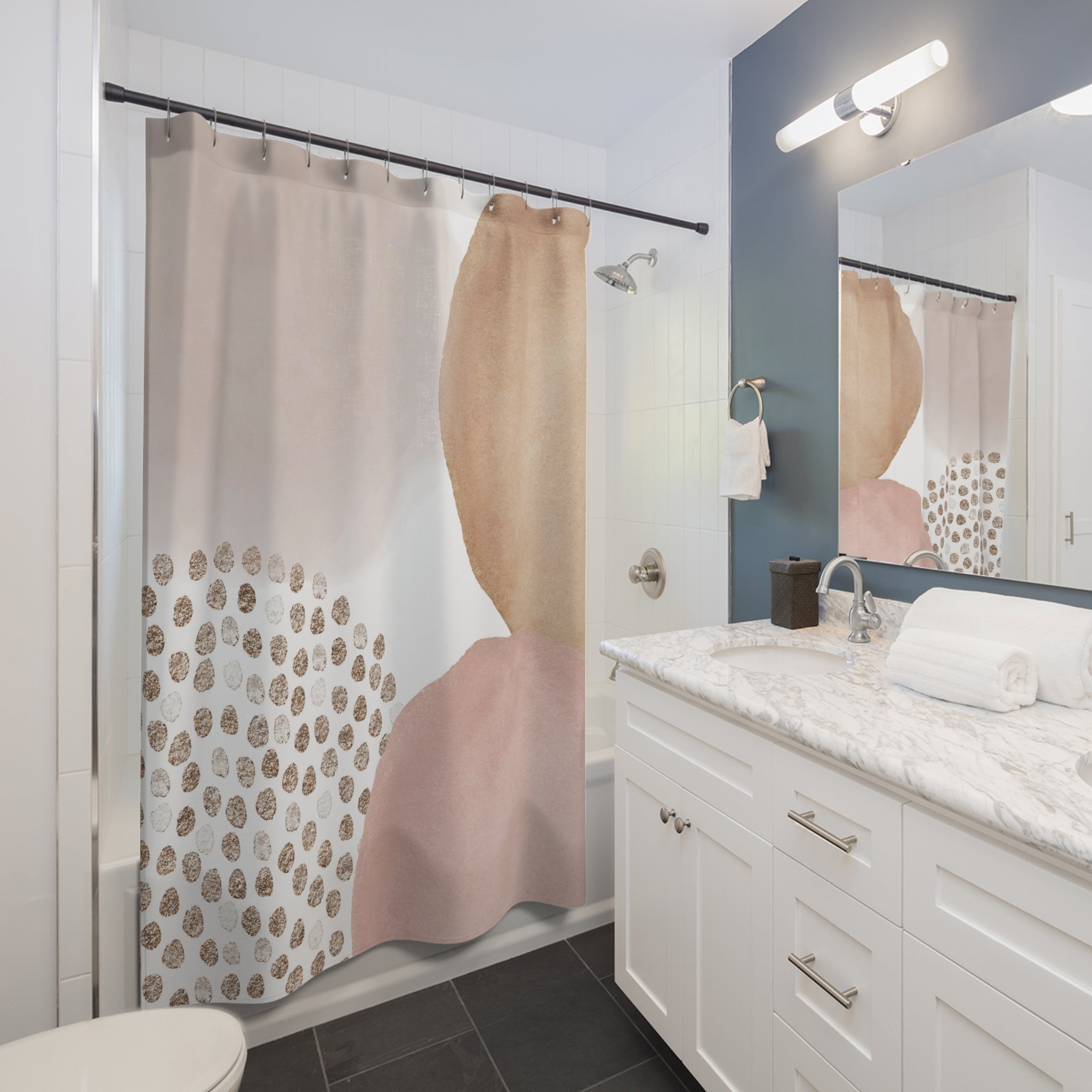 Abstract Shower Curtain | Blush Pink Beige