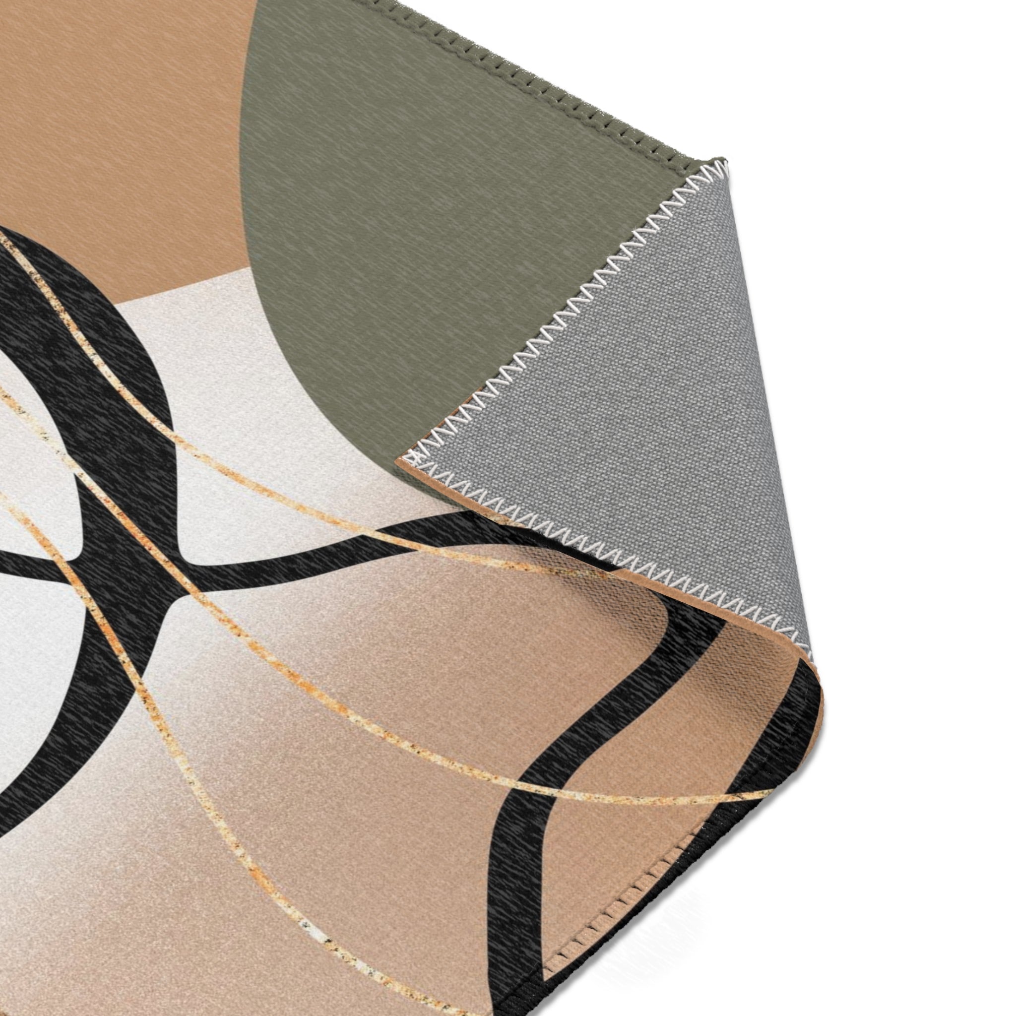 Abstract Area Rug | Beige Black