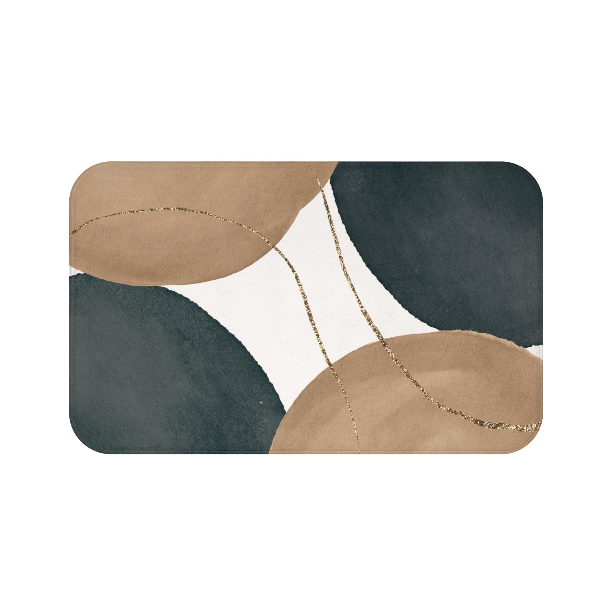 Boho Bath Mat | Mid Century Earthy, Beige Grey White Kitchen Mat