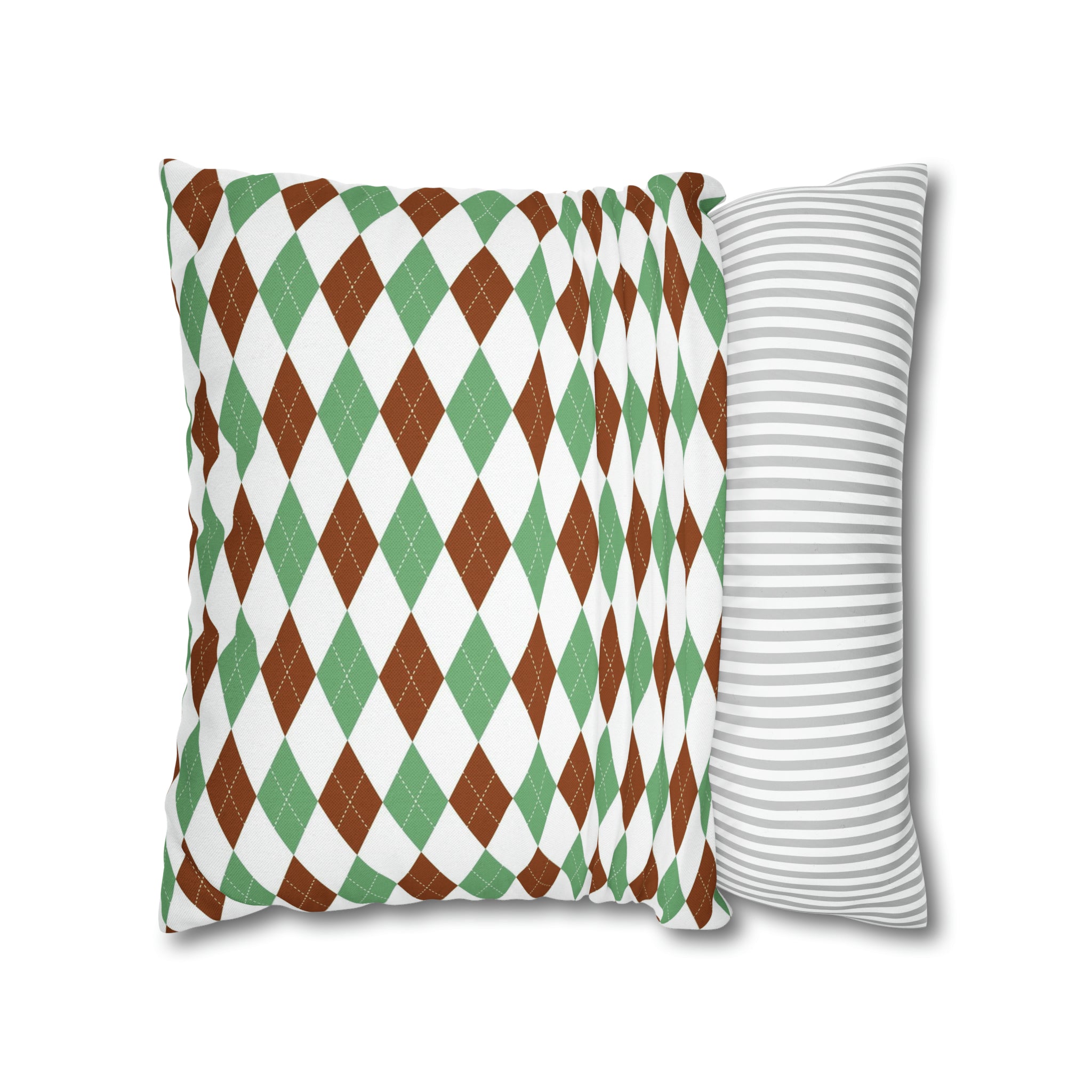 Argyle Pillow Cover | Diamond Checkered, Sage Green Brown