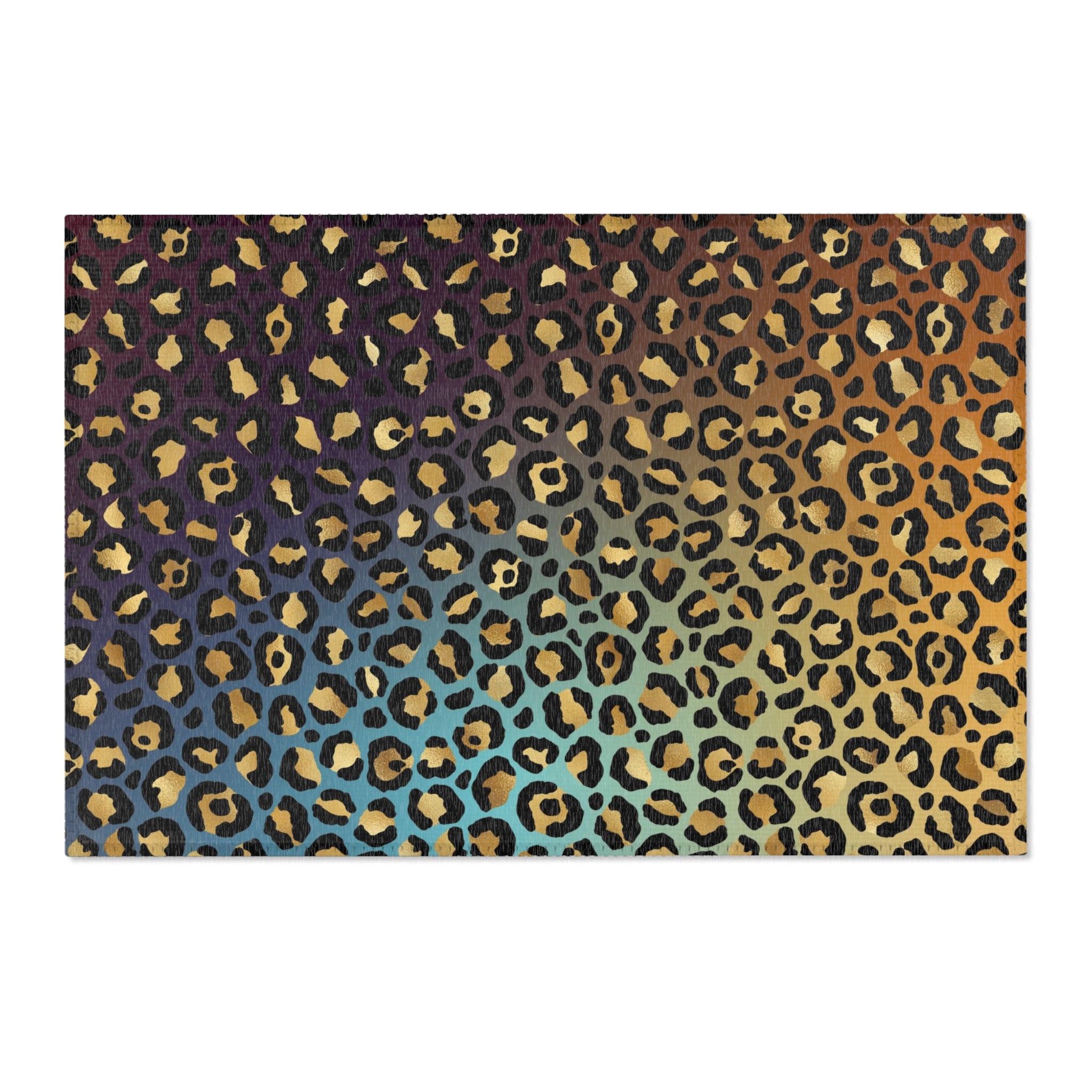 Large Area Rug | Colorful Purple, Black, Beige Leopard Animal Print