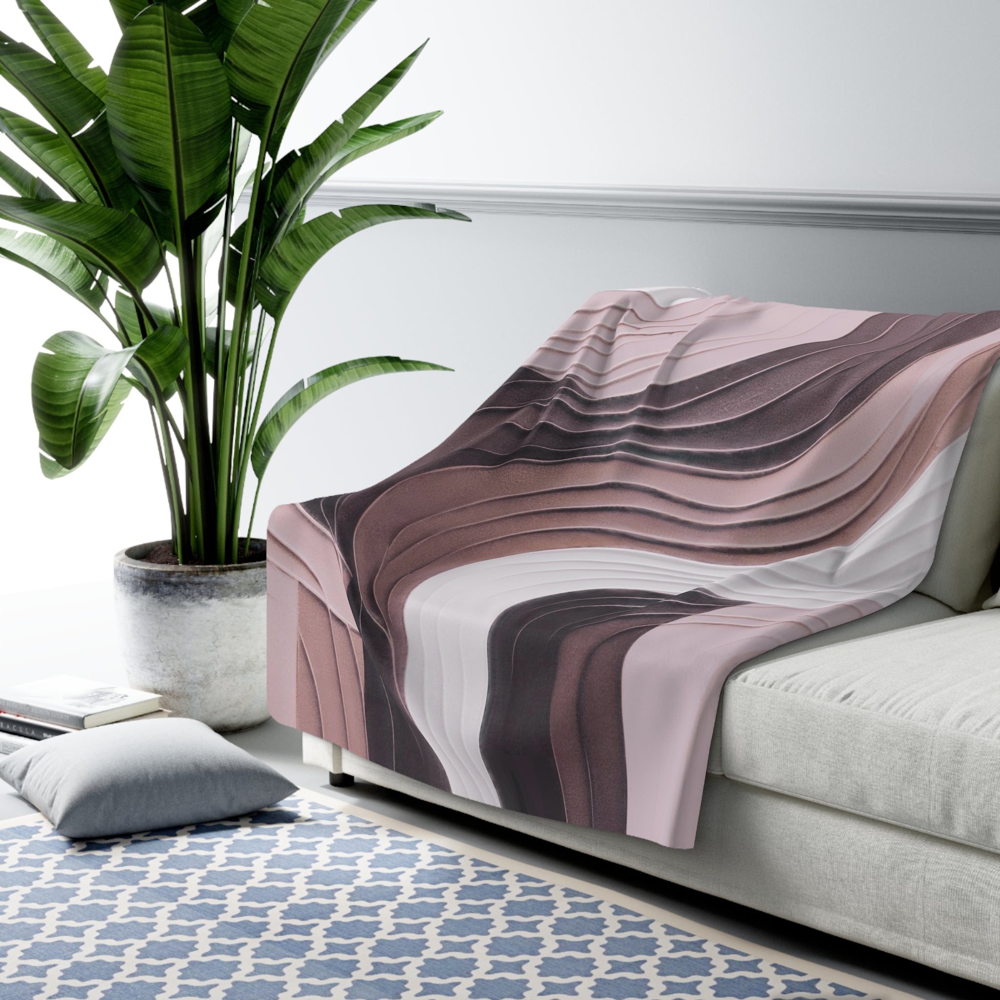 Abstract Throw Blanket | Mauve, Blush Pink Modern Art