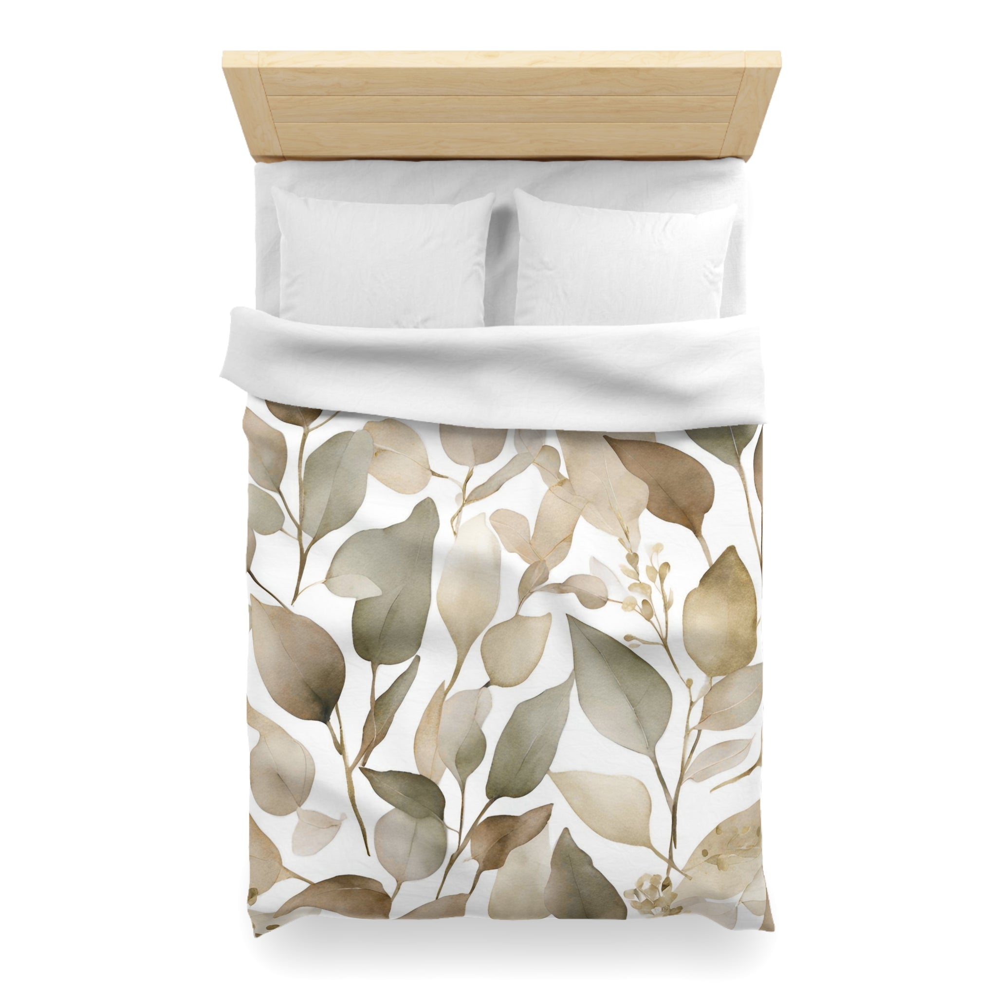 Floral Duvet, Pillow Cover | White Beige Earthy Nature Bedroom Decor