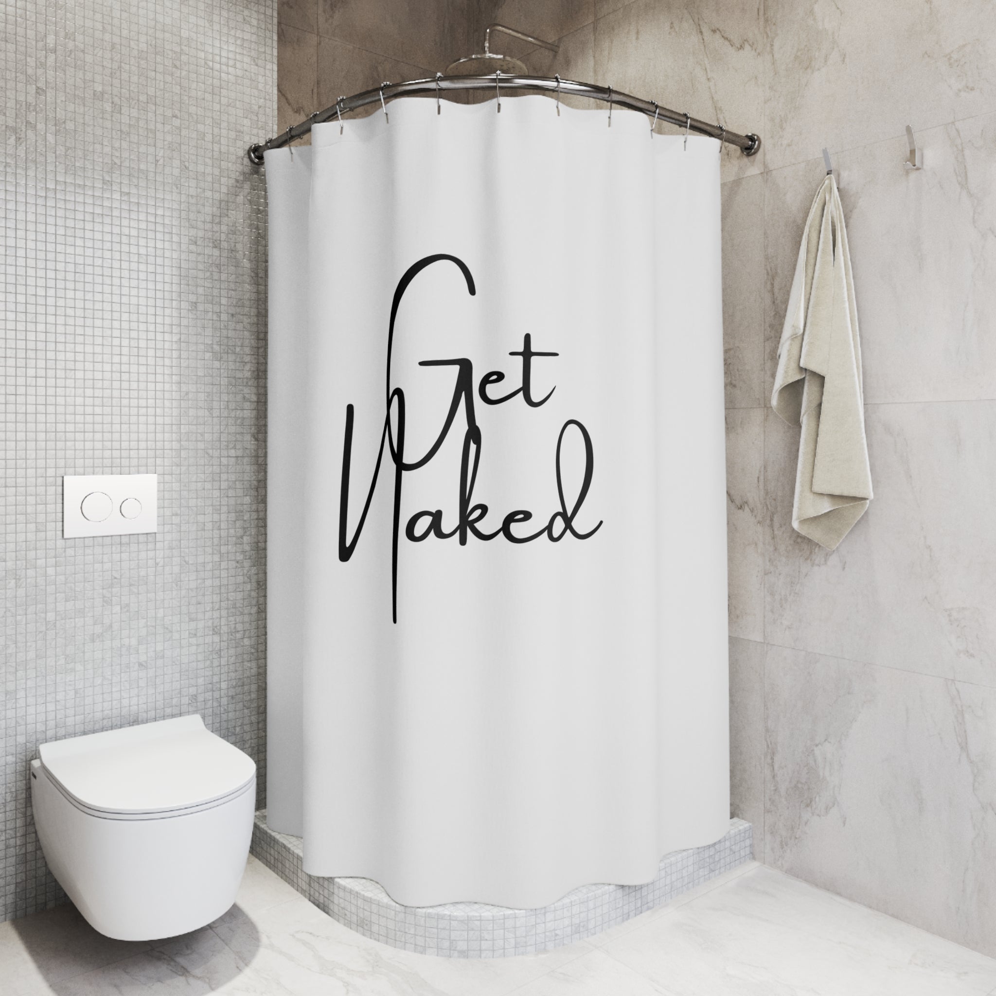 Get Naked Shower Curtain | Black White Minimalist, Cute