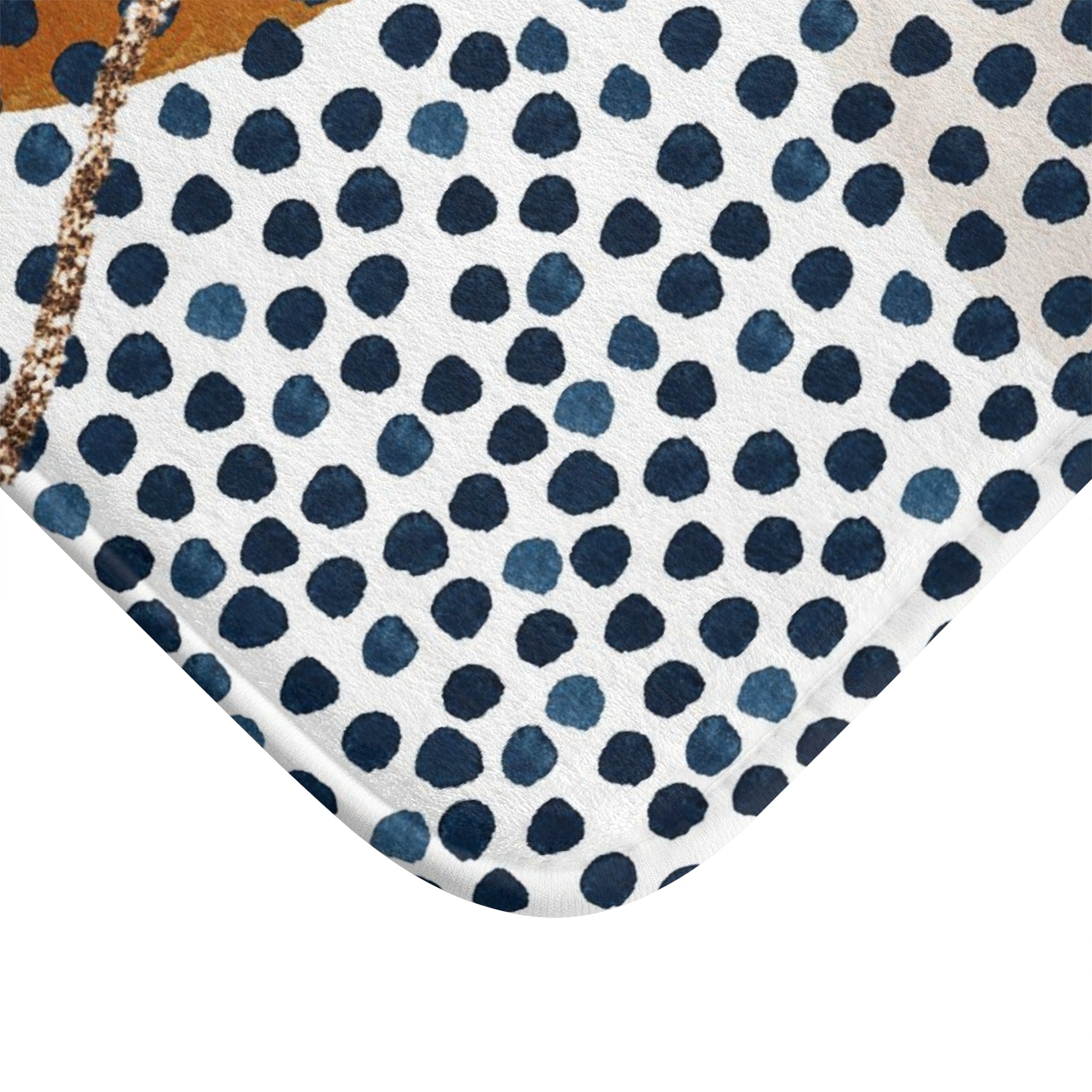 Abstract Bath Mat | Watercolor Navy Blue, Burnt Orange