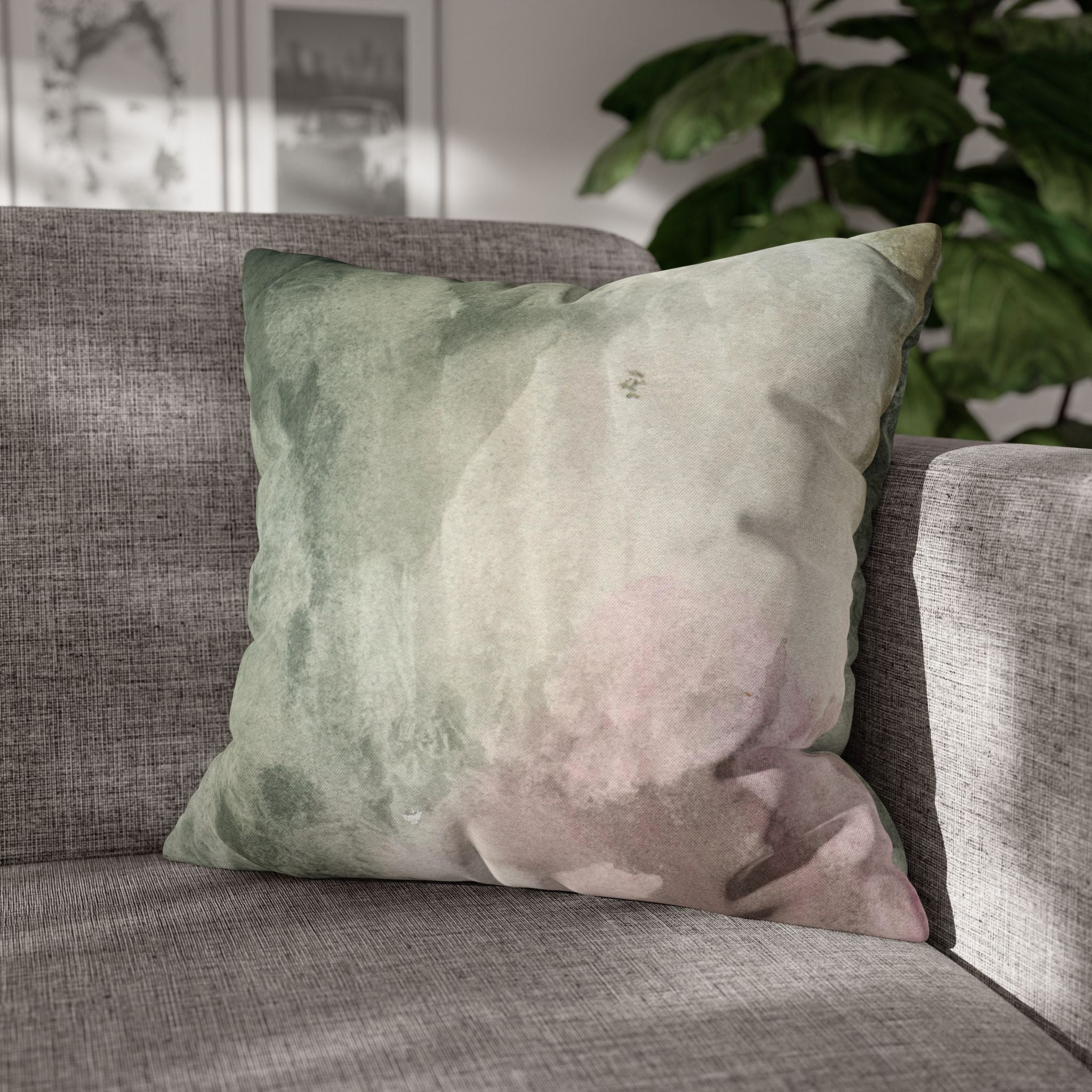 Abstract Pillow Cover | Green Earthy Watercolor Pillowcase
