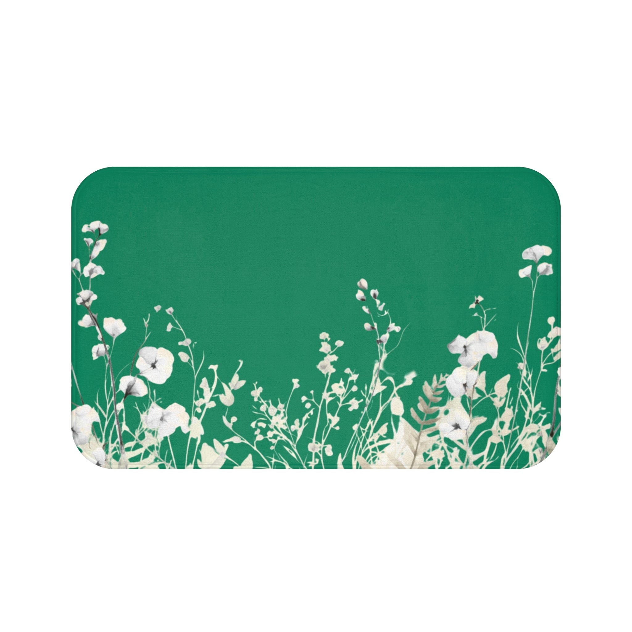 Floral Bath Mat | Sea Green Watercolor Kitchen Mat