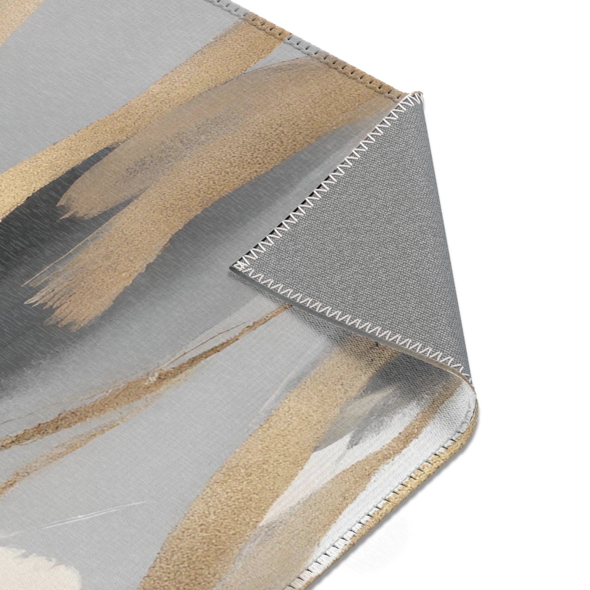 Modern Area Rug | Abstract Black, White Grey, Muted Gold Beige