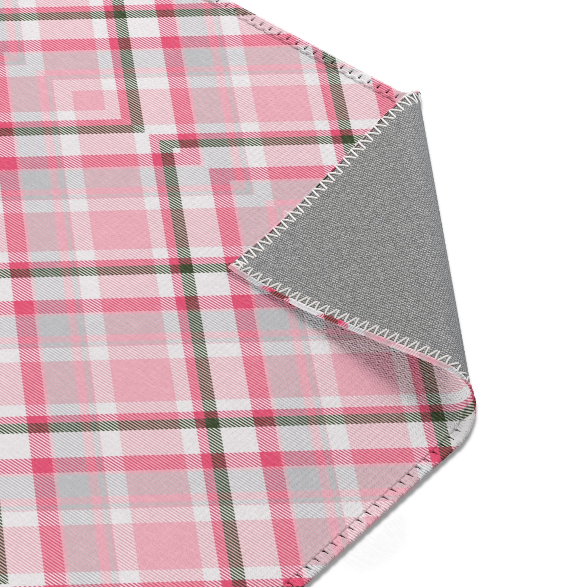 Plaid Retro Large Area Rug | Pink White Grey