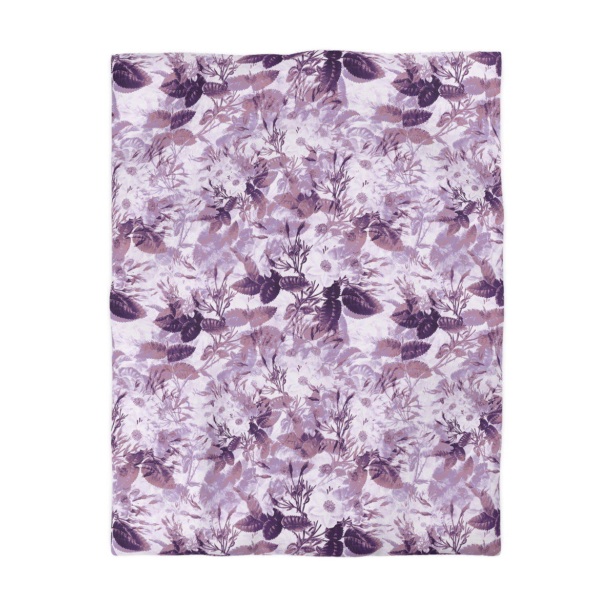 a floral print with purple and white colors, creating a visually appealing and vibrant pattern.