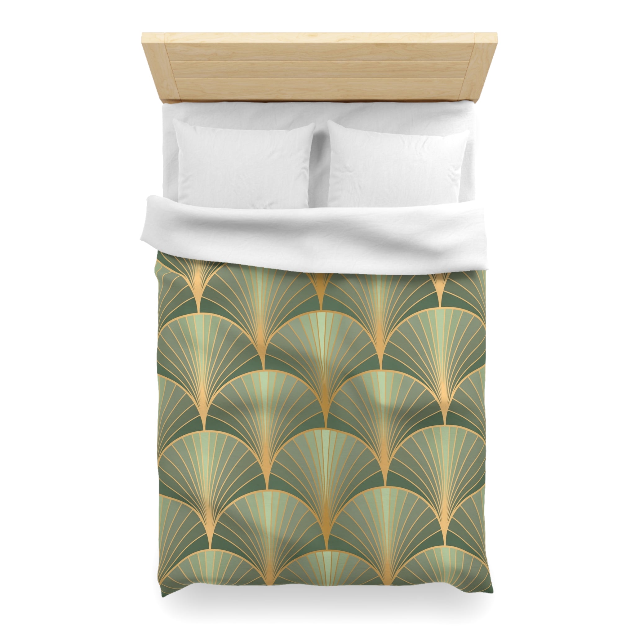 Art Deco Duvet Cover | Sage Green, Beige | Bedroom Decor
