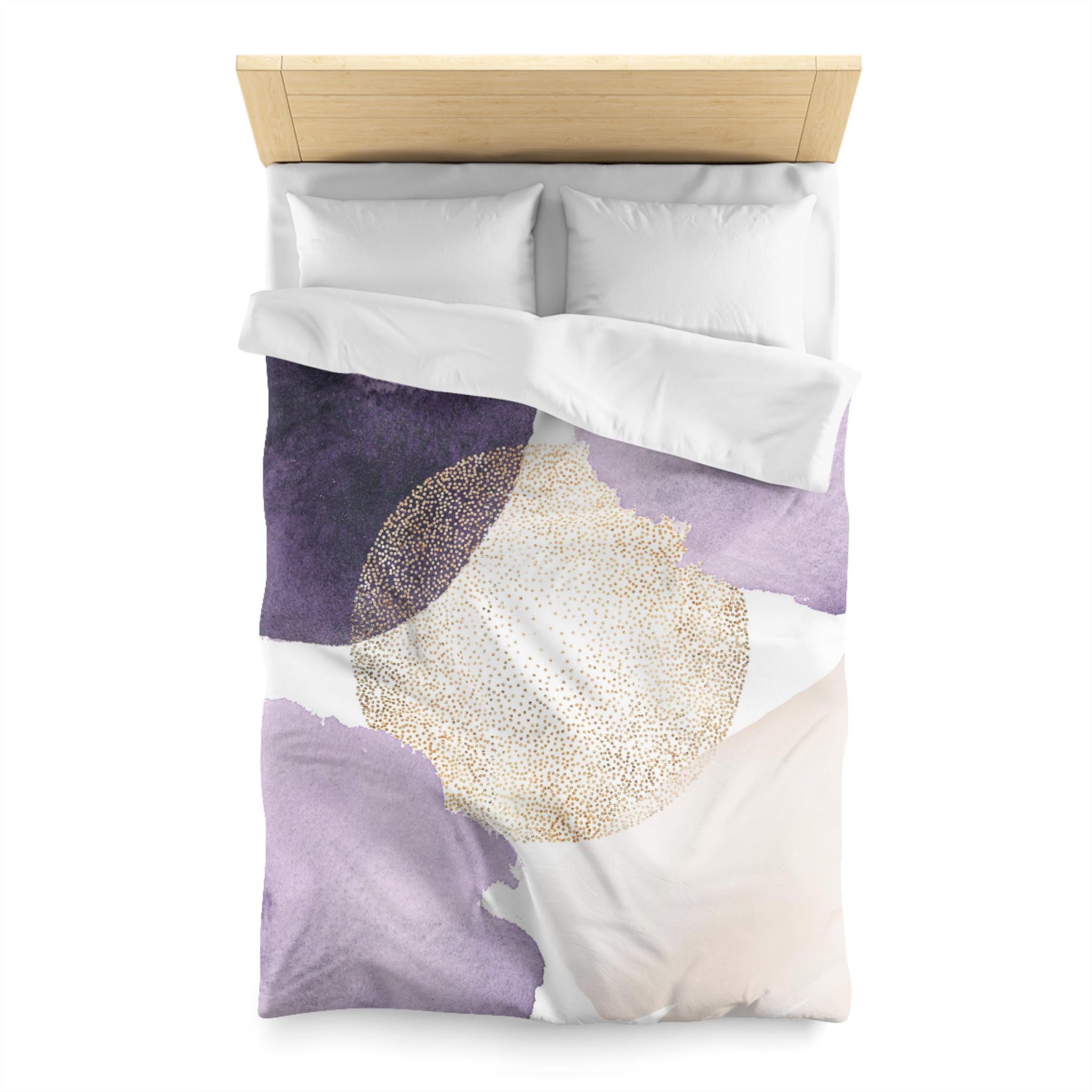 Abstract Duvet Cover | White Lavender Purple Lilac White Gold | Bedroom Decor