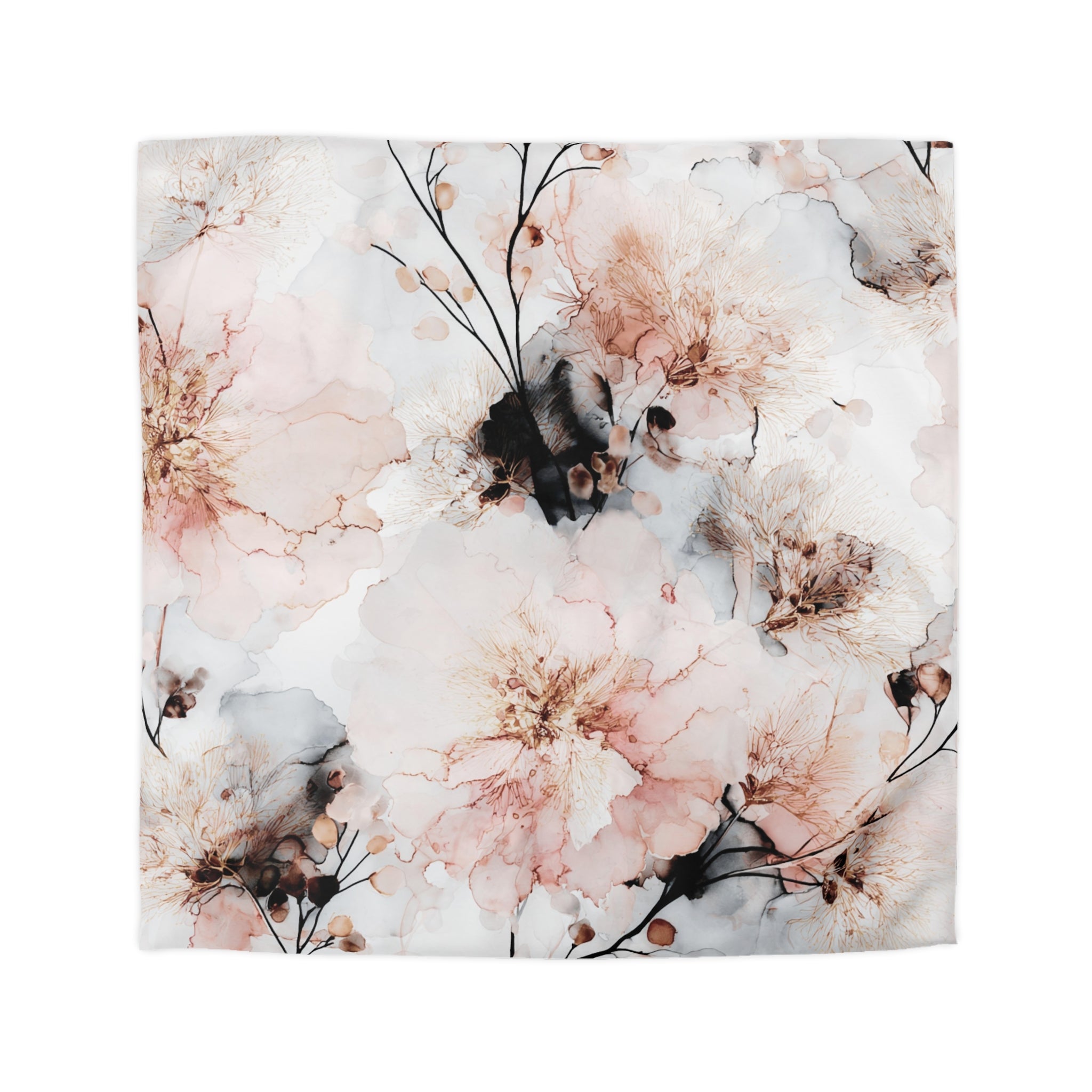 Floral Duvet, Pillow Cover | Grey Blush Bedroom Decor