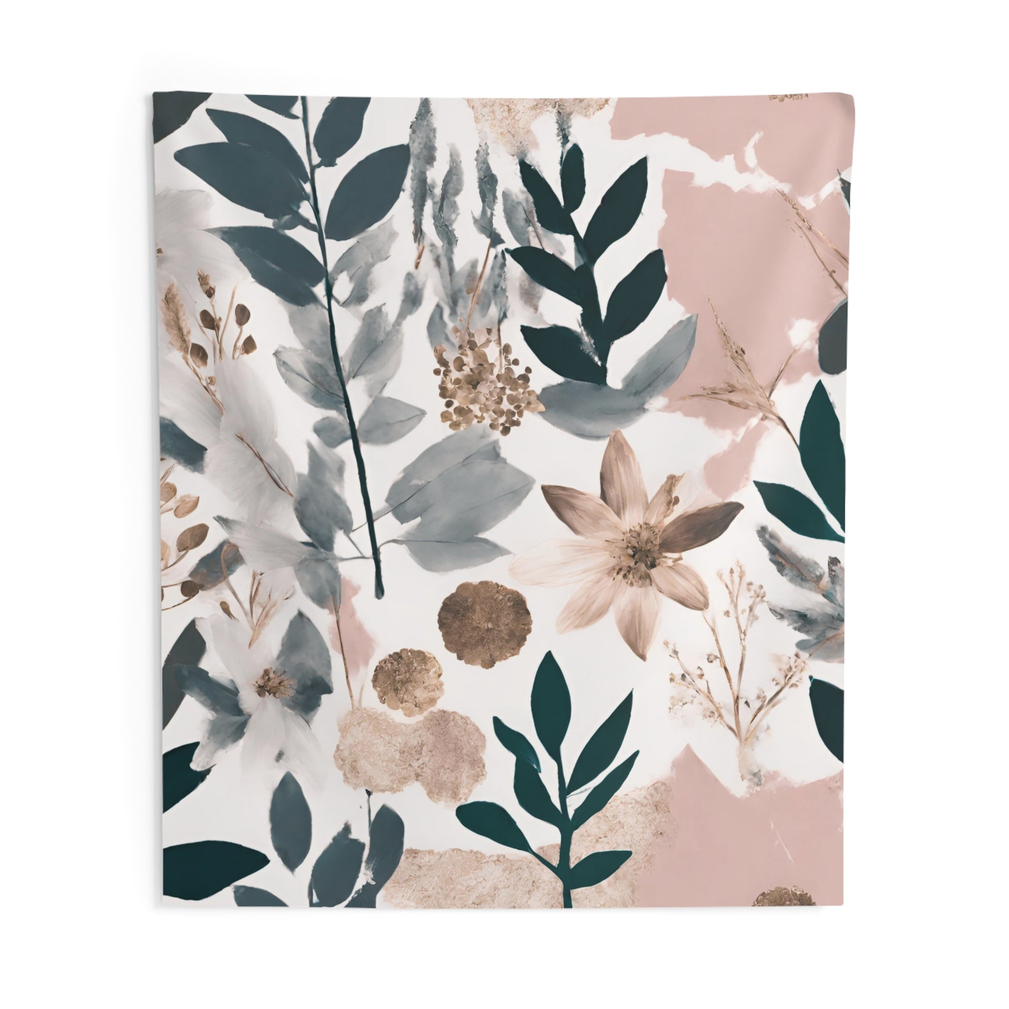 Abstract Floral Wall Hanging Fabric Tapestry; Watercolor