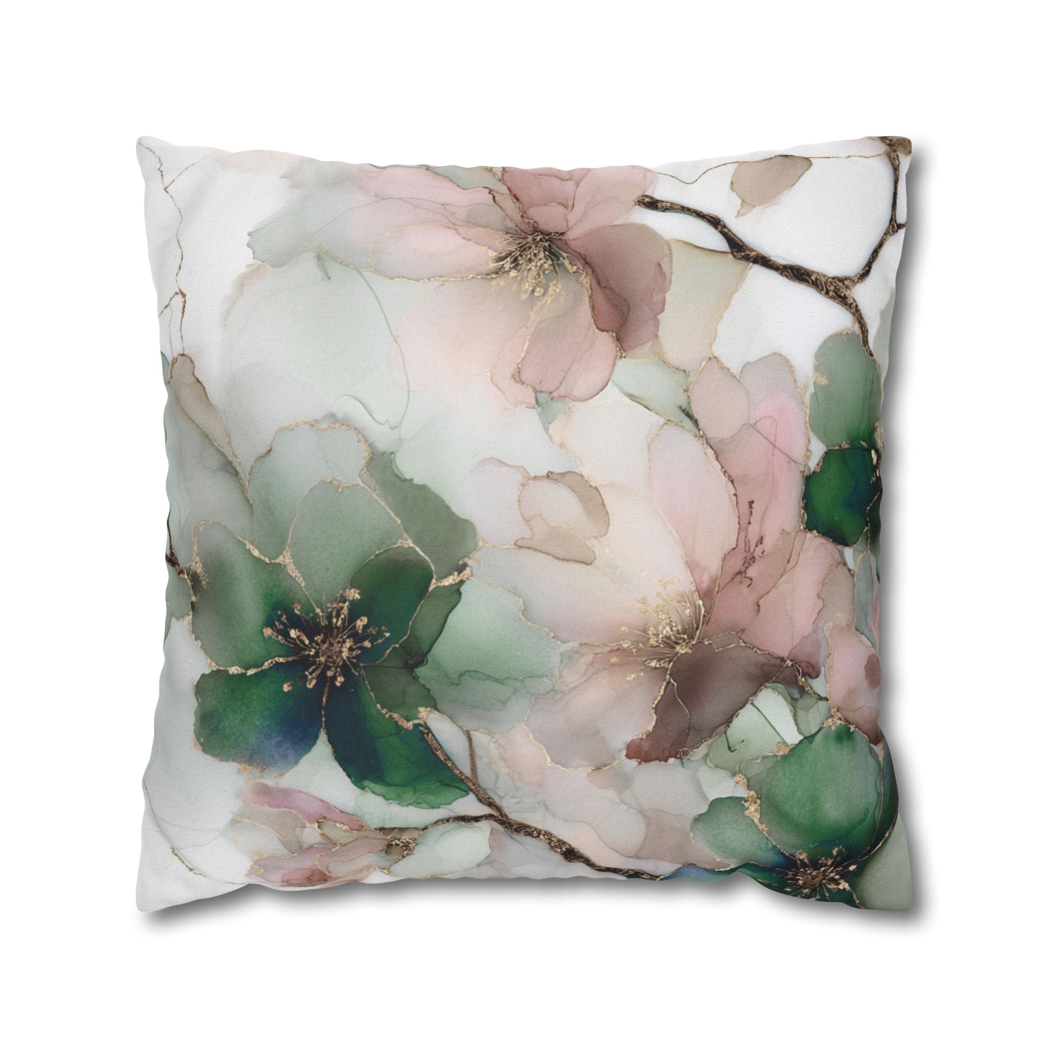 Floral Pillow Cover | Sage Green, Blush Watercolor Pillowcase