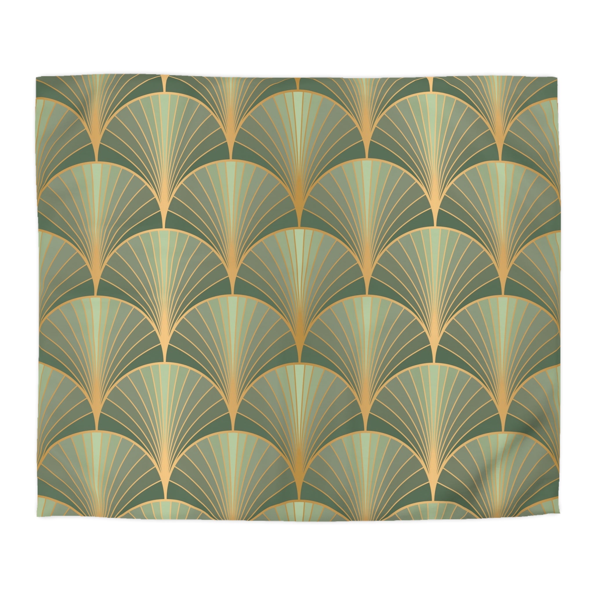 Art Deco Duvet Cover | Sage Green, Beige | Bedroom Decor