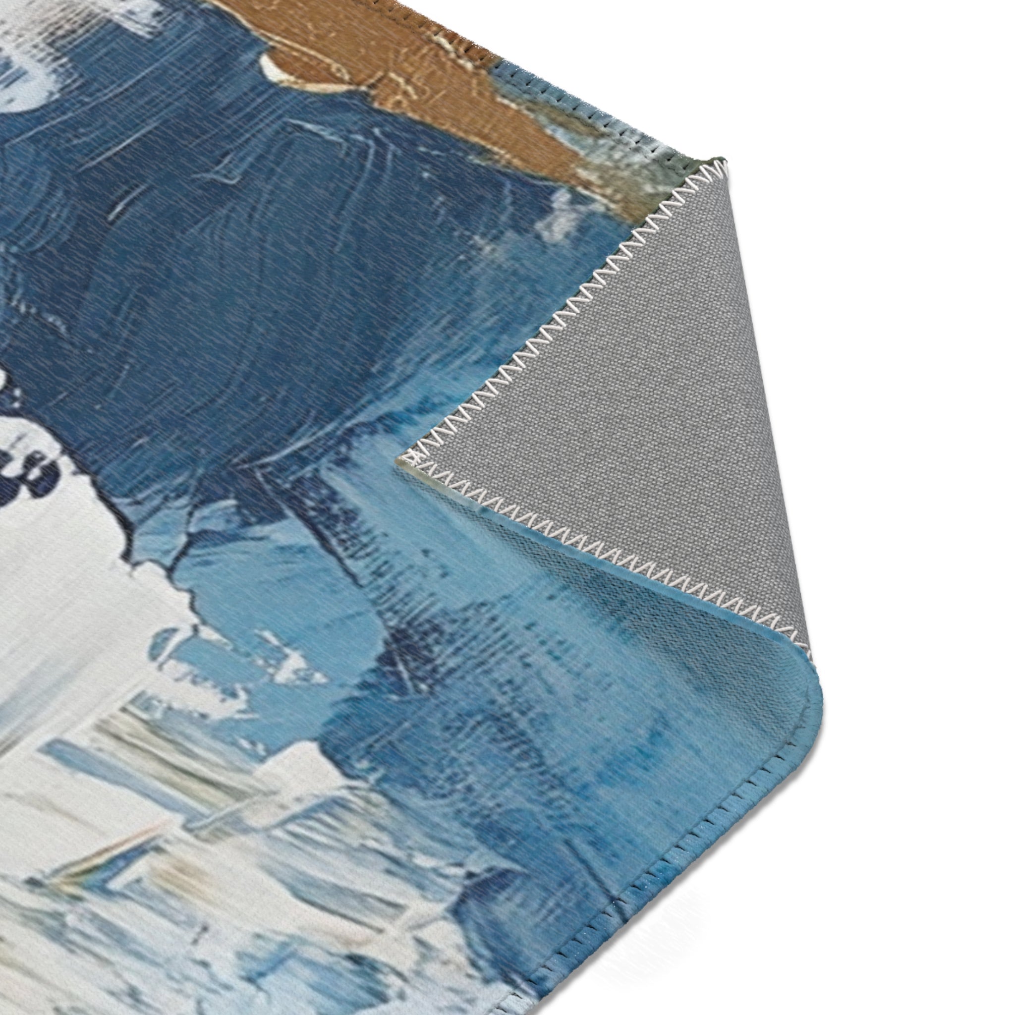 Abstract Area Rug | Blue White Blush Ombre Artsy Rug