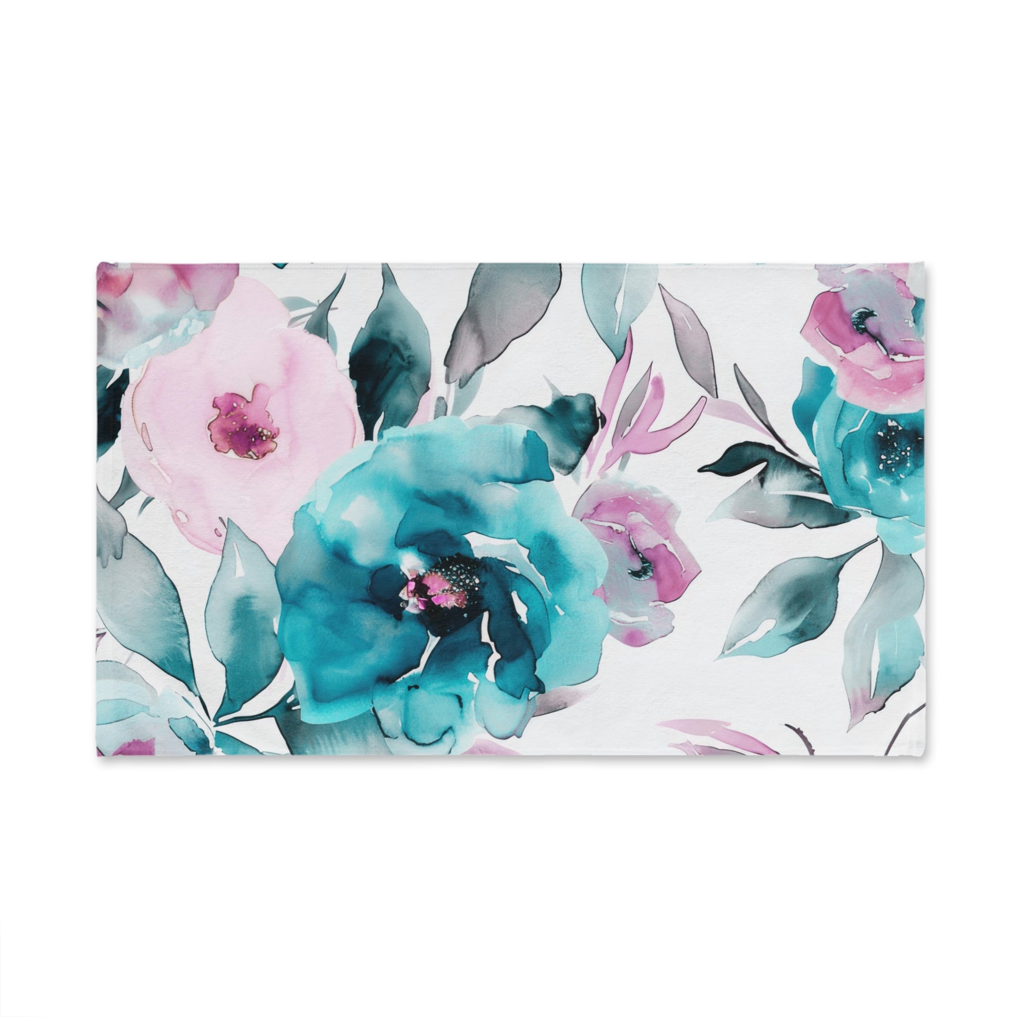 Kitchen, Bath Hand Towel | Floral Pink, White Teal Blue Towel