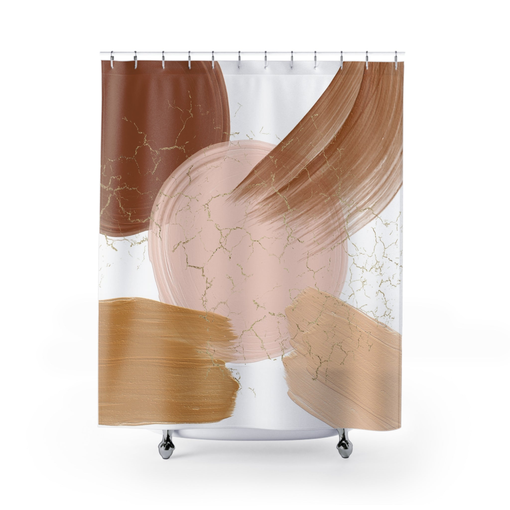 Abstract Boho Shower Curtain | Earthy Brown Beige Pink