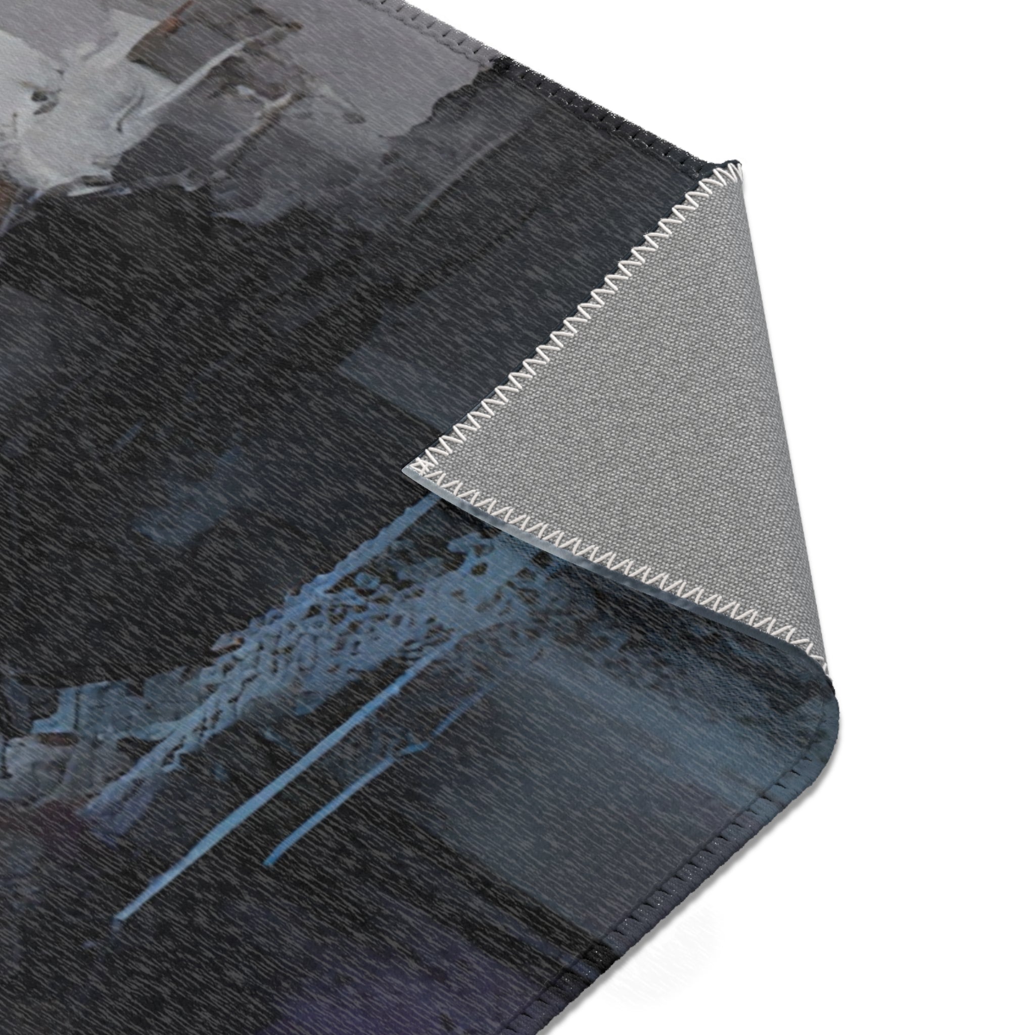 Abstract Large Area Rug | Navy White Grey