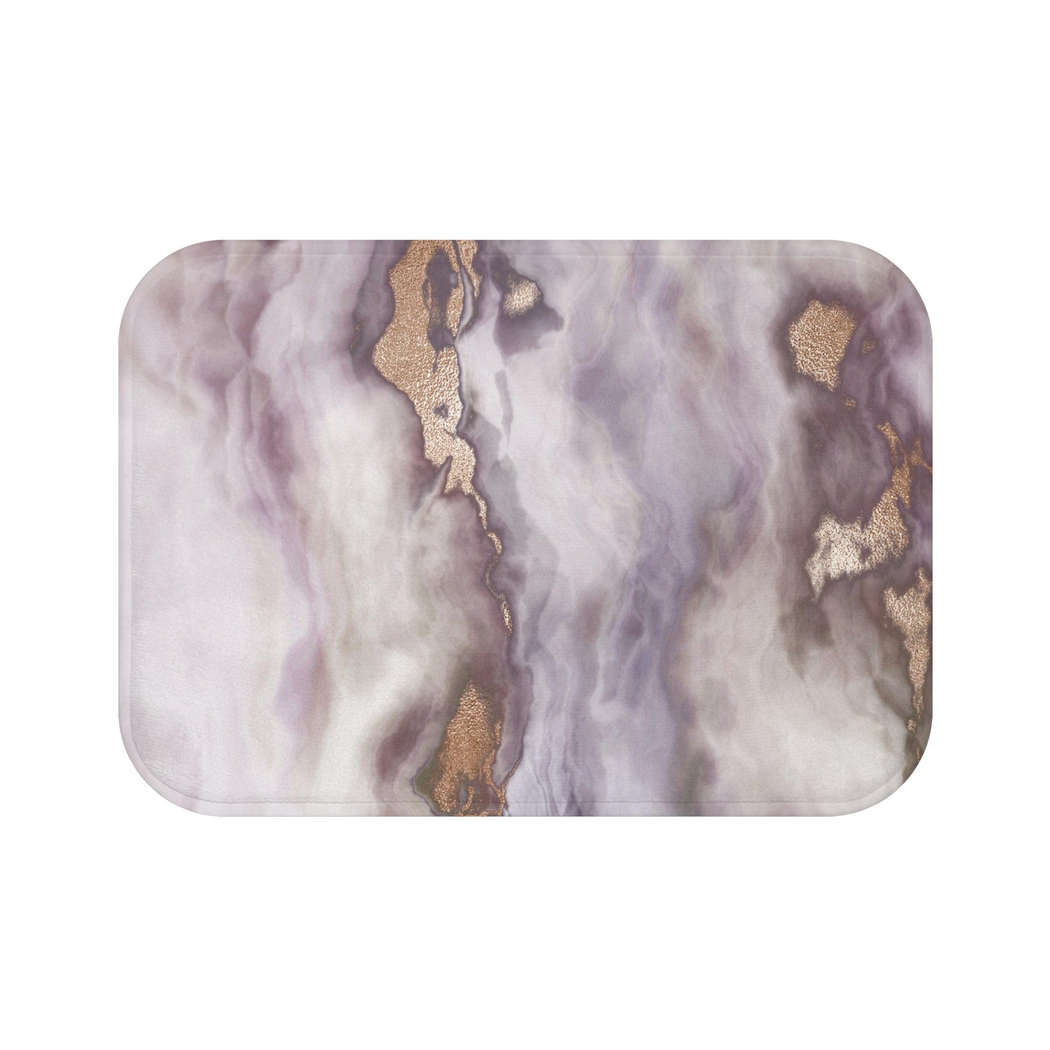 Abstract Bath Mat | Lavender, Muted Gold Marble Print