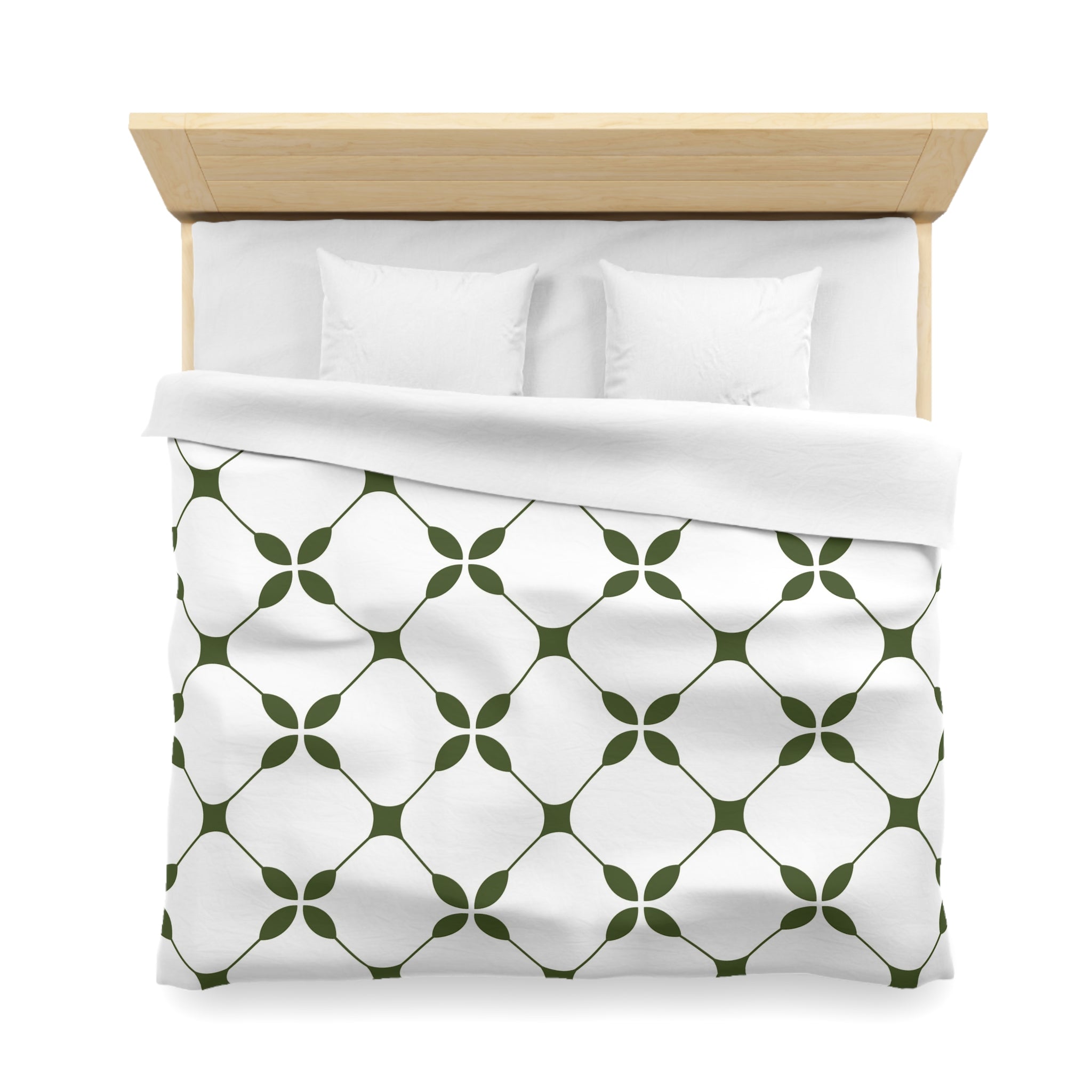 Art Deco Duvet Cover | Green White Bedding Decor | Bedroom Decor