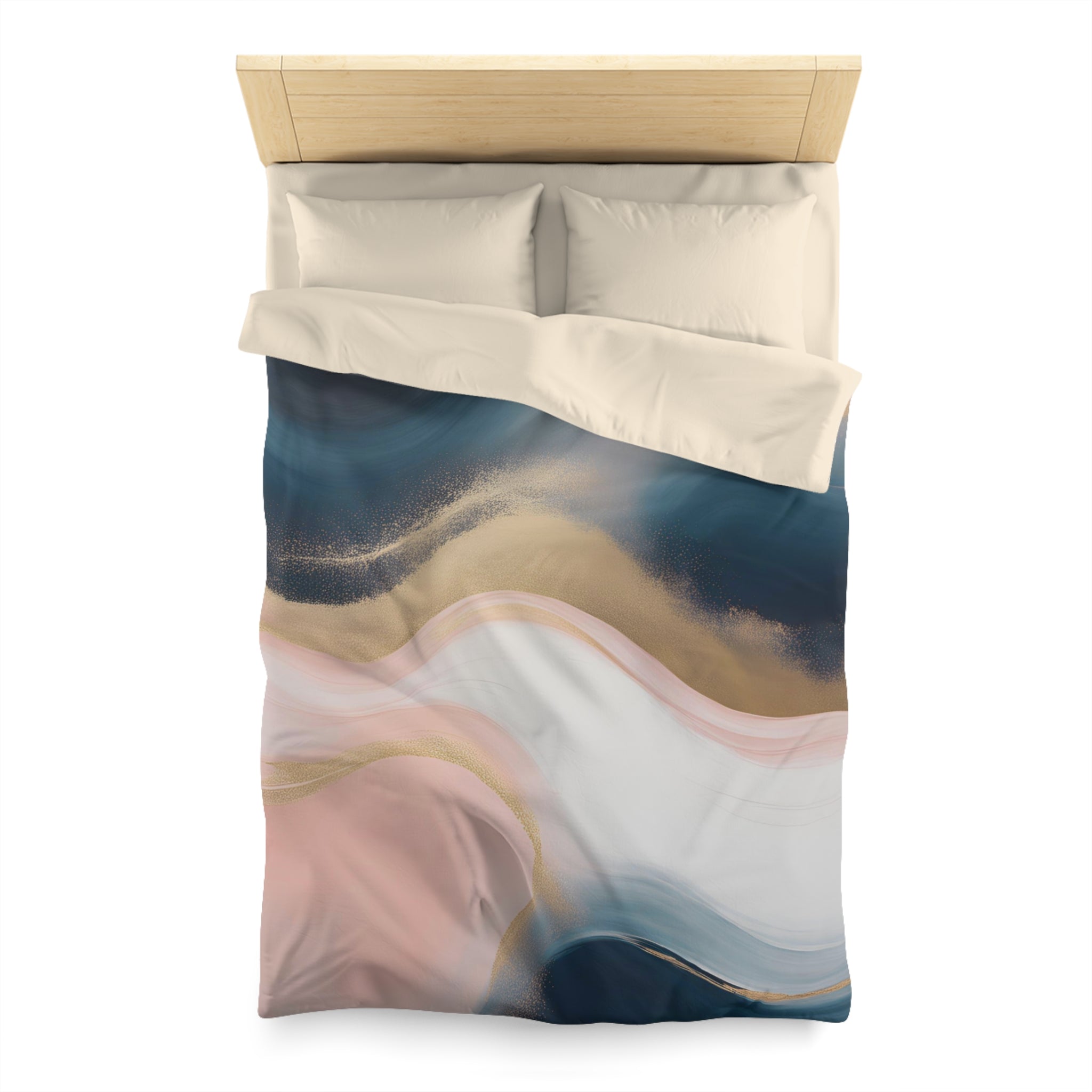 Abstract Duvet Cover | Navy Blue, Blush Pink White, Muted Gold | Bedroom Decor