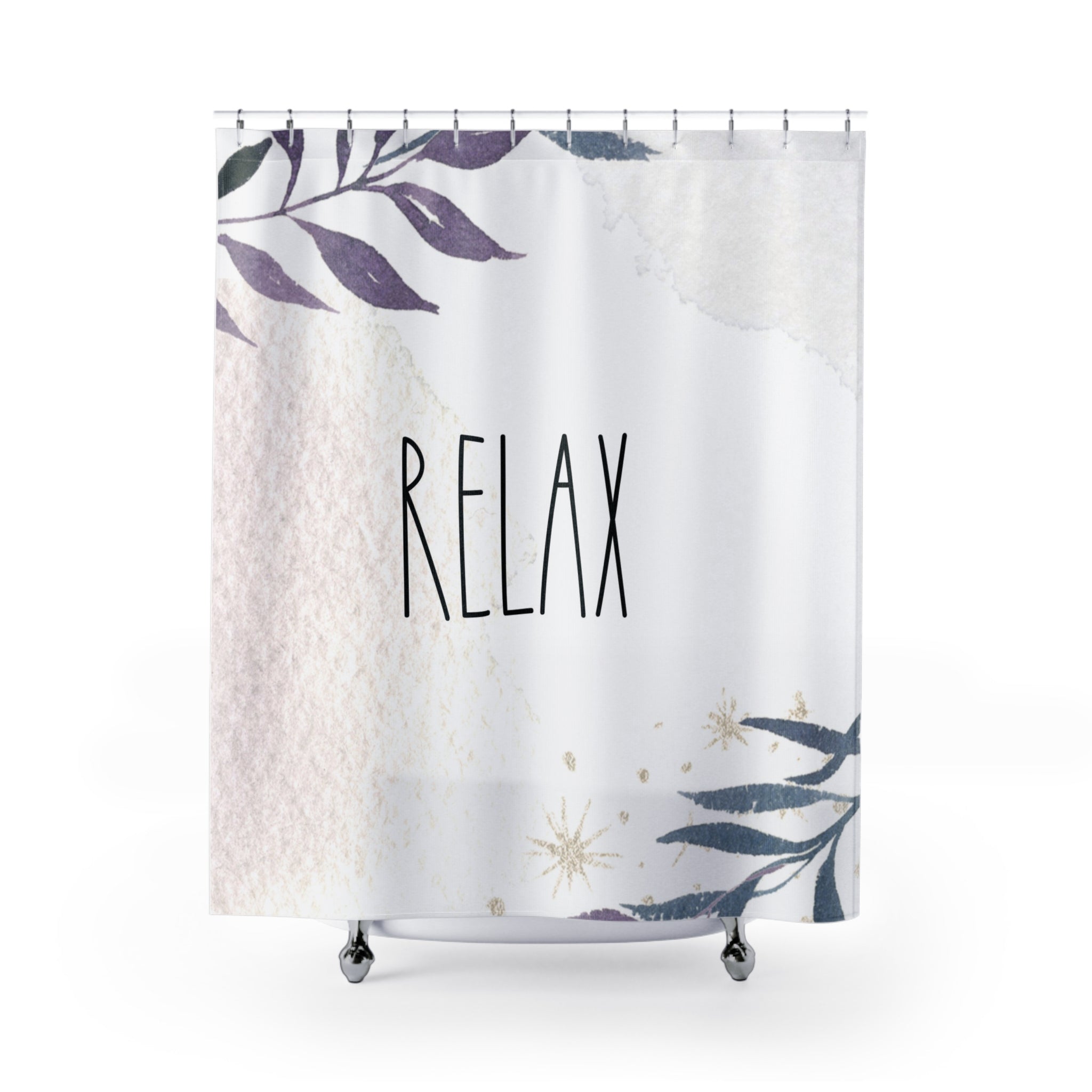 Relax Shower Curtain | Rae Dunn Inspired, Lavender Leaves